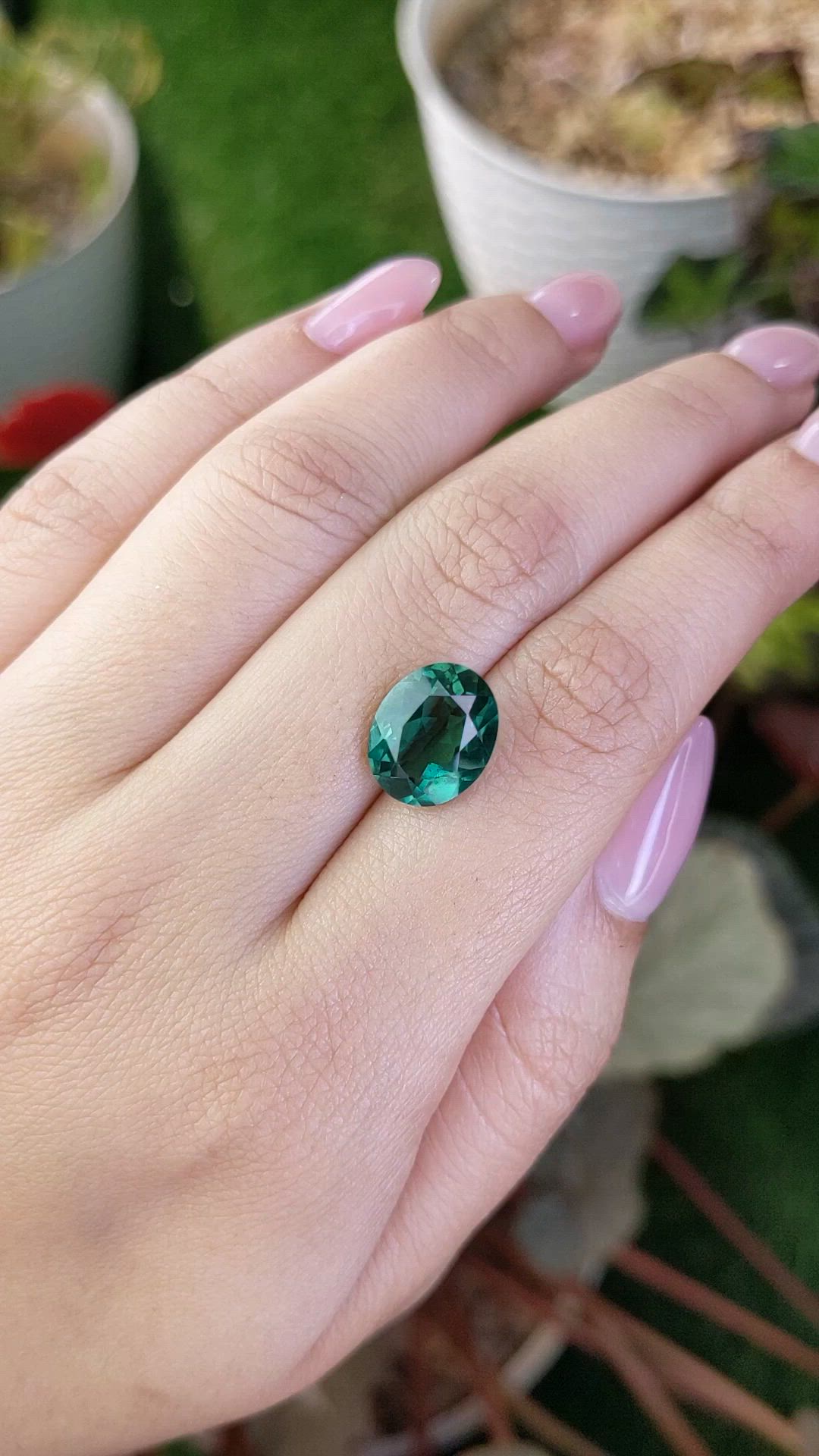 4.46 Ct. Bluish Green Prasiolite from Brazil Size Video