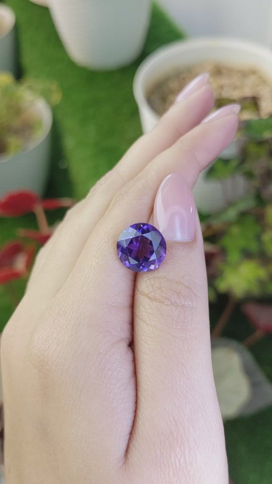 6.06 Ct. Purple Amethyst from Brazil Size Video