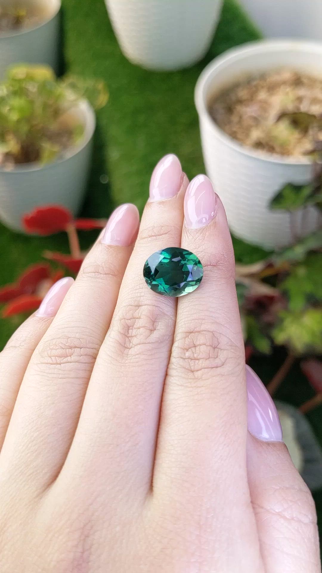 6.84 Ct. Bluish Green Prasiolite from Brazil Size Video