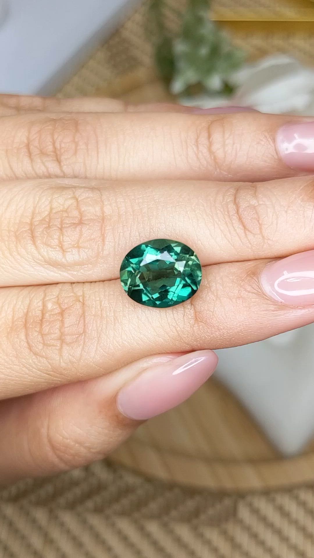4.79 Ct. Bluish Green Prasiolite from Brazil Size Video