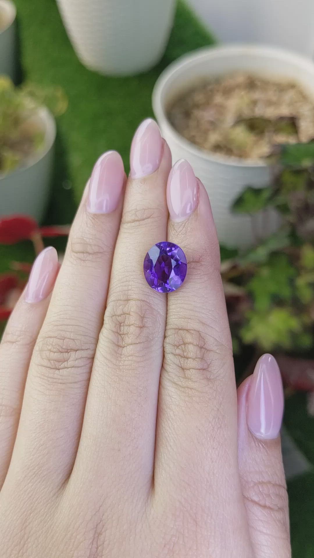 5.01 Ct. Purple Amethyst from Brazil Size Video