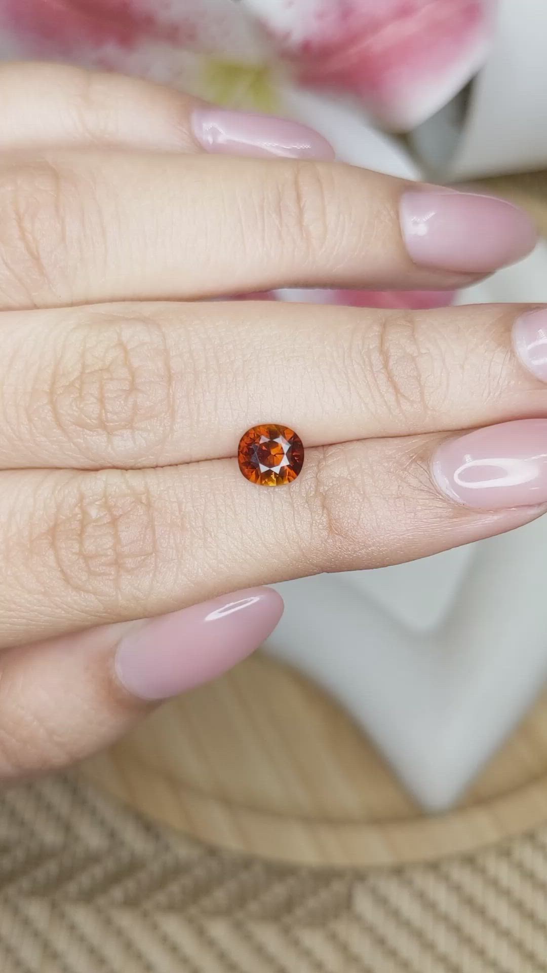 0.80 Ct. Reddish Orange Tourmaline from Ceylon (Sri Lanka) Size Video