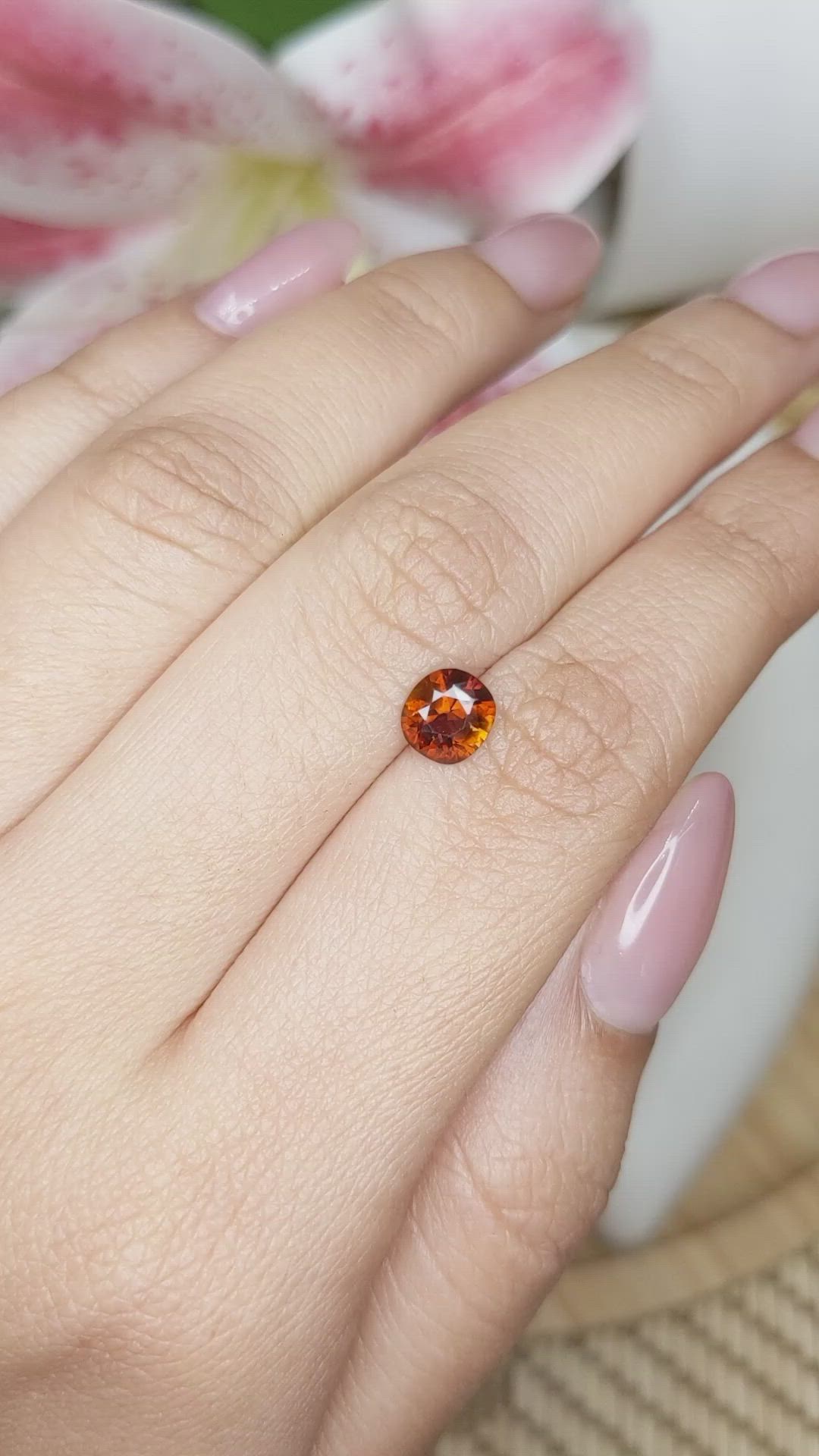 0.80 Ct. Reddish Orange Tourmaline from Ceylon (Sri Lanka) Size Video