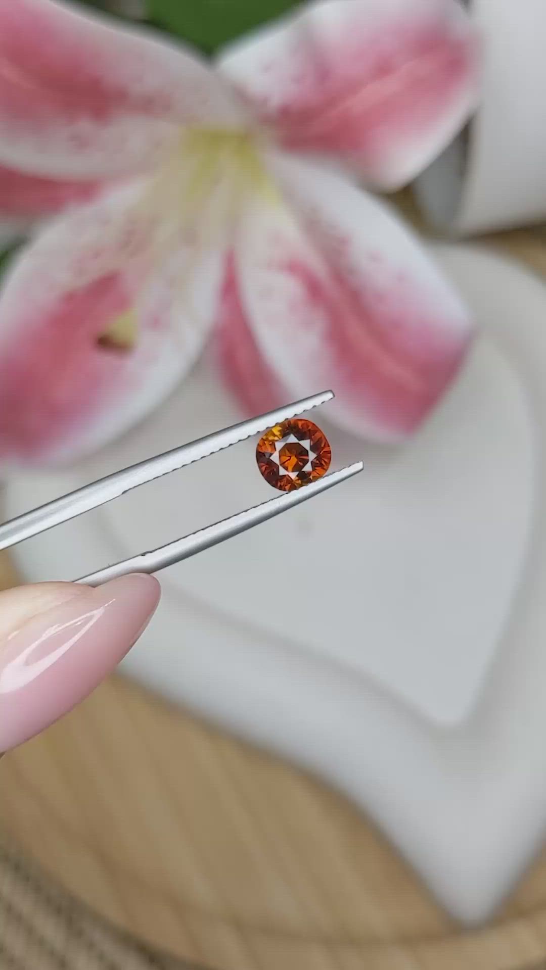 0.80 Ct. Reddish Orange Tourmaline from Ceylon (Sri Lanka) Size Video