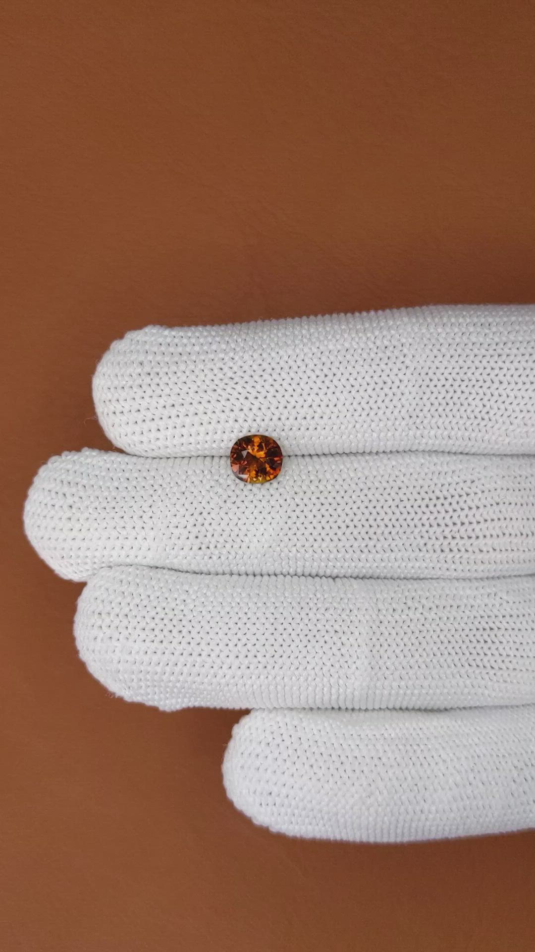 0.80 Ct. Reddish Orange Tourmaline from Ceylon (Sri Lanka) Size Video