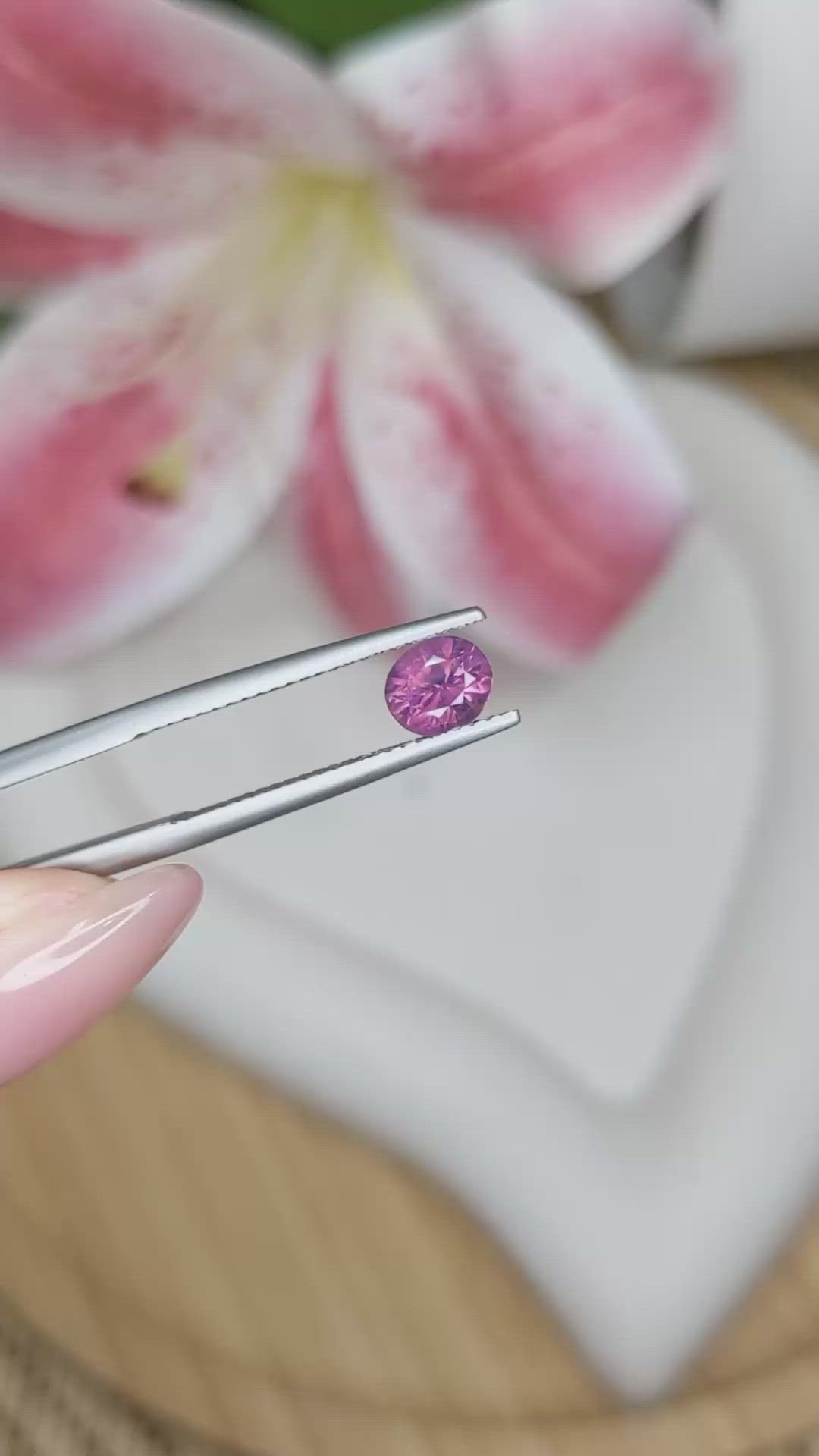 0.67 Ct. Pinkish Purple Tourmaline from Ceylon (Sri Lanka) Size Video