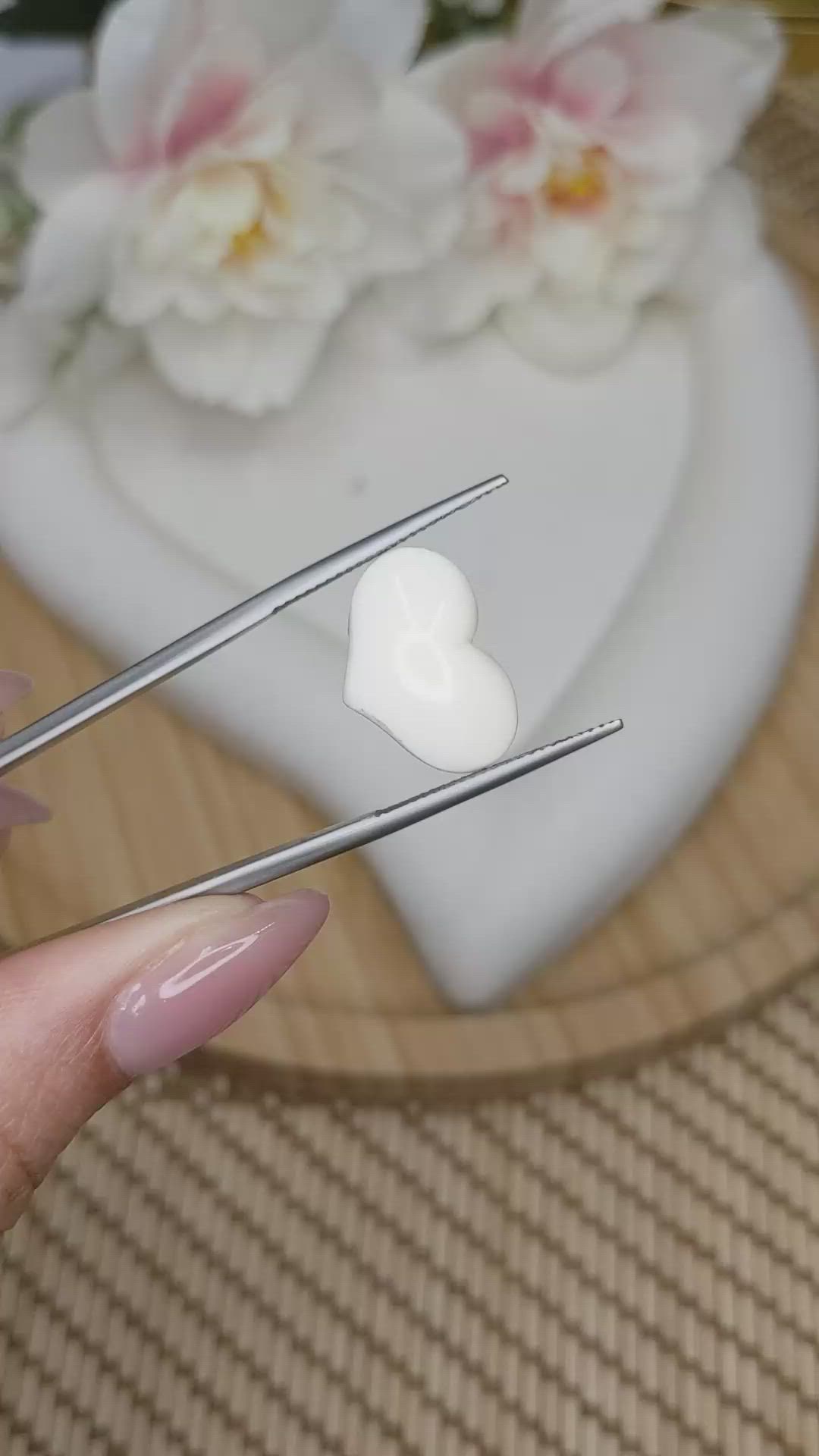 4.06 Ct. Salmon and White Cabochon Coral from Italy Size Video