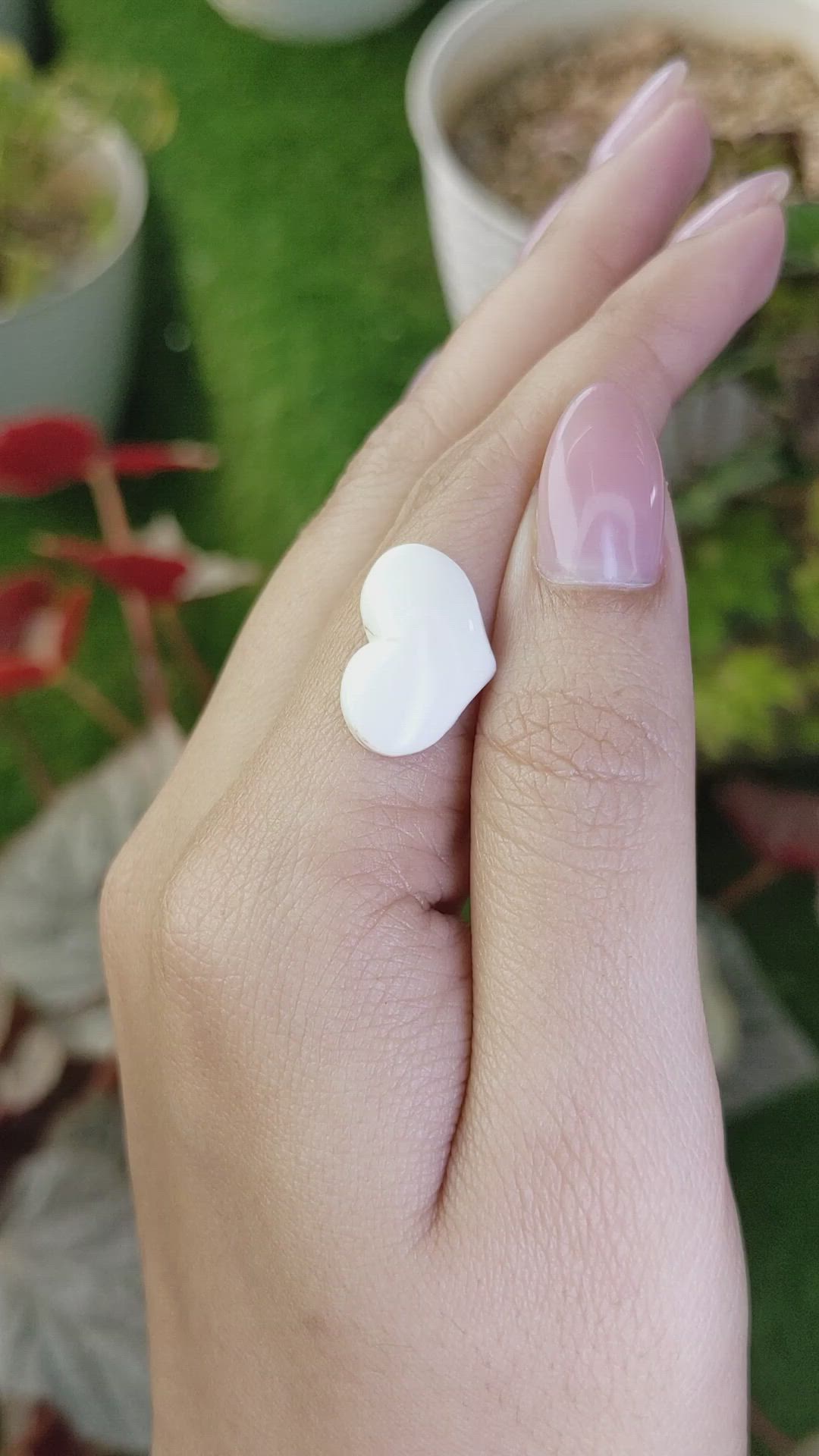 4.06 Ct. Salmon and White Cabochon Coral from Italy Size Video