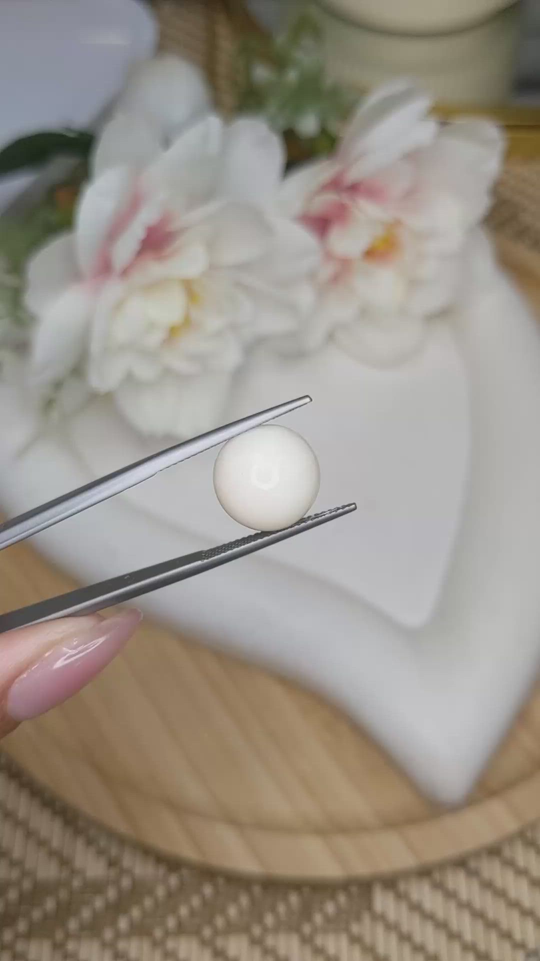 7.75 Ct. Salmon and White Cabochon Coral from Italy Size Video