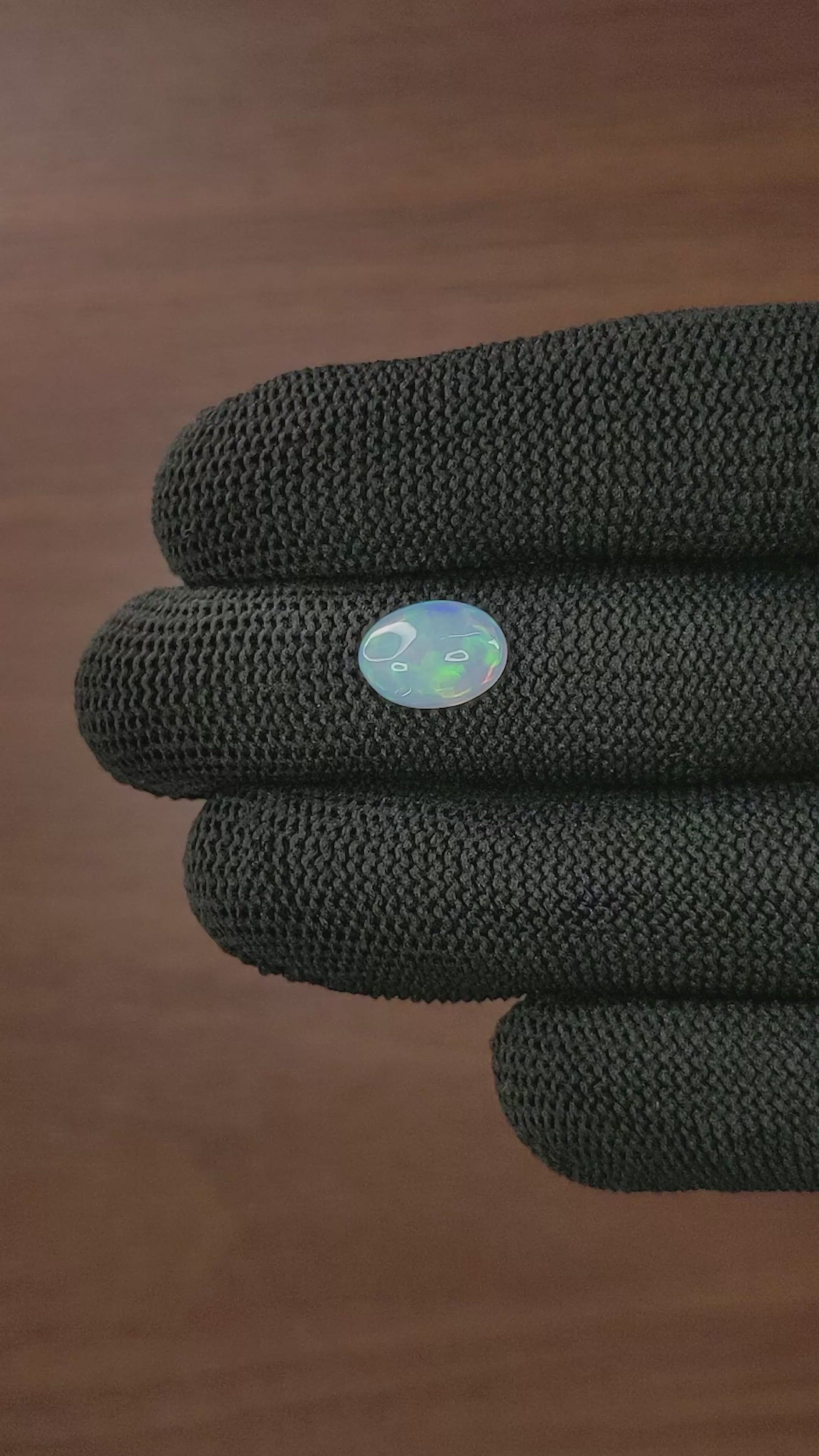 1.89 Ct. Multi Color Cabochon White Opal (Light Opal) from Ethiopia Size Video