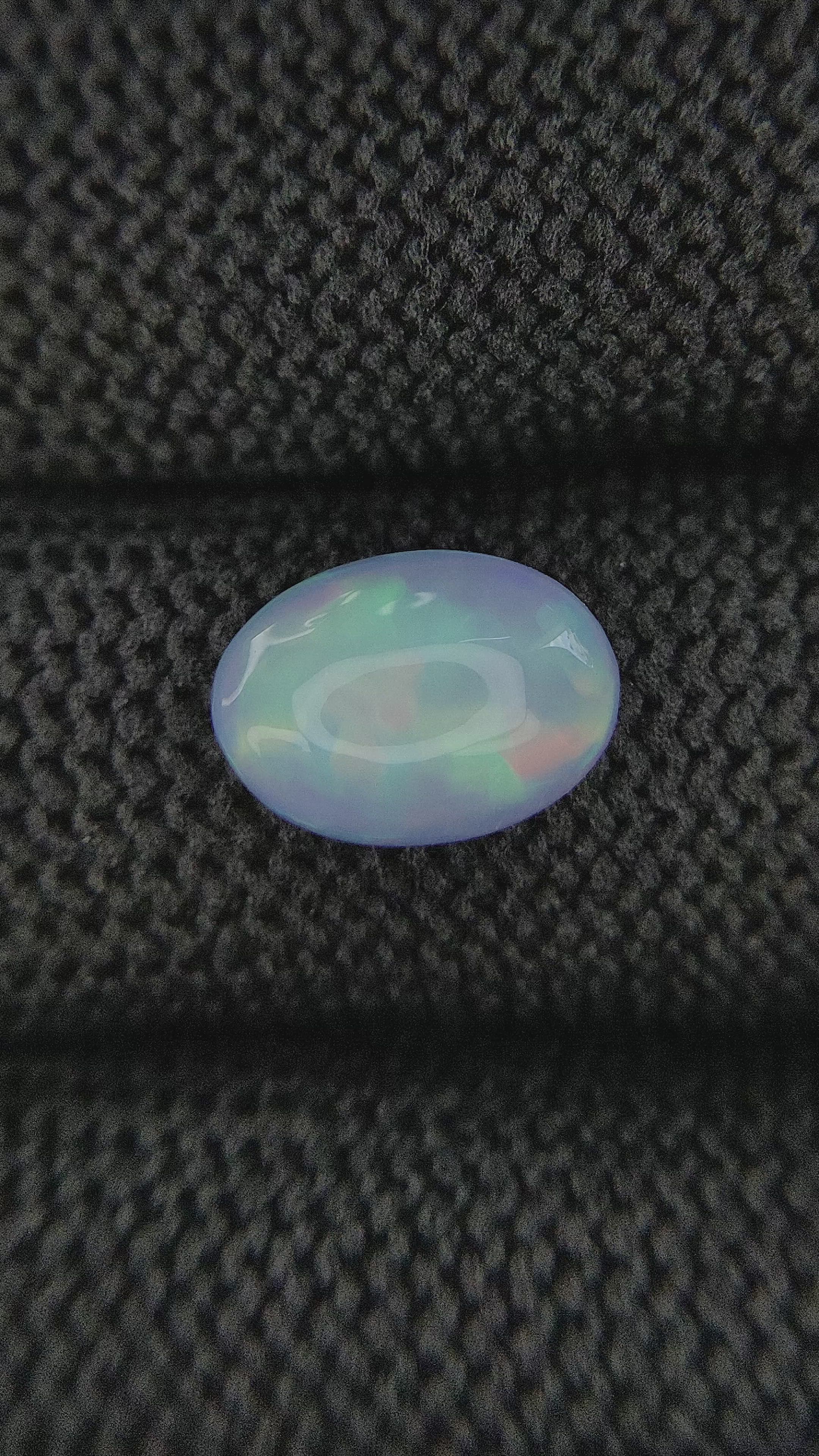 1.89 Ct. Multi Color Cabochon White Opal (Light Opal) from Ethiopia Size Video