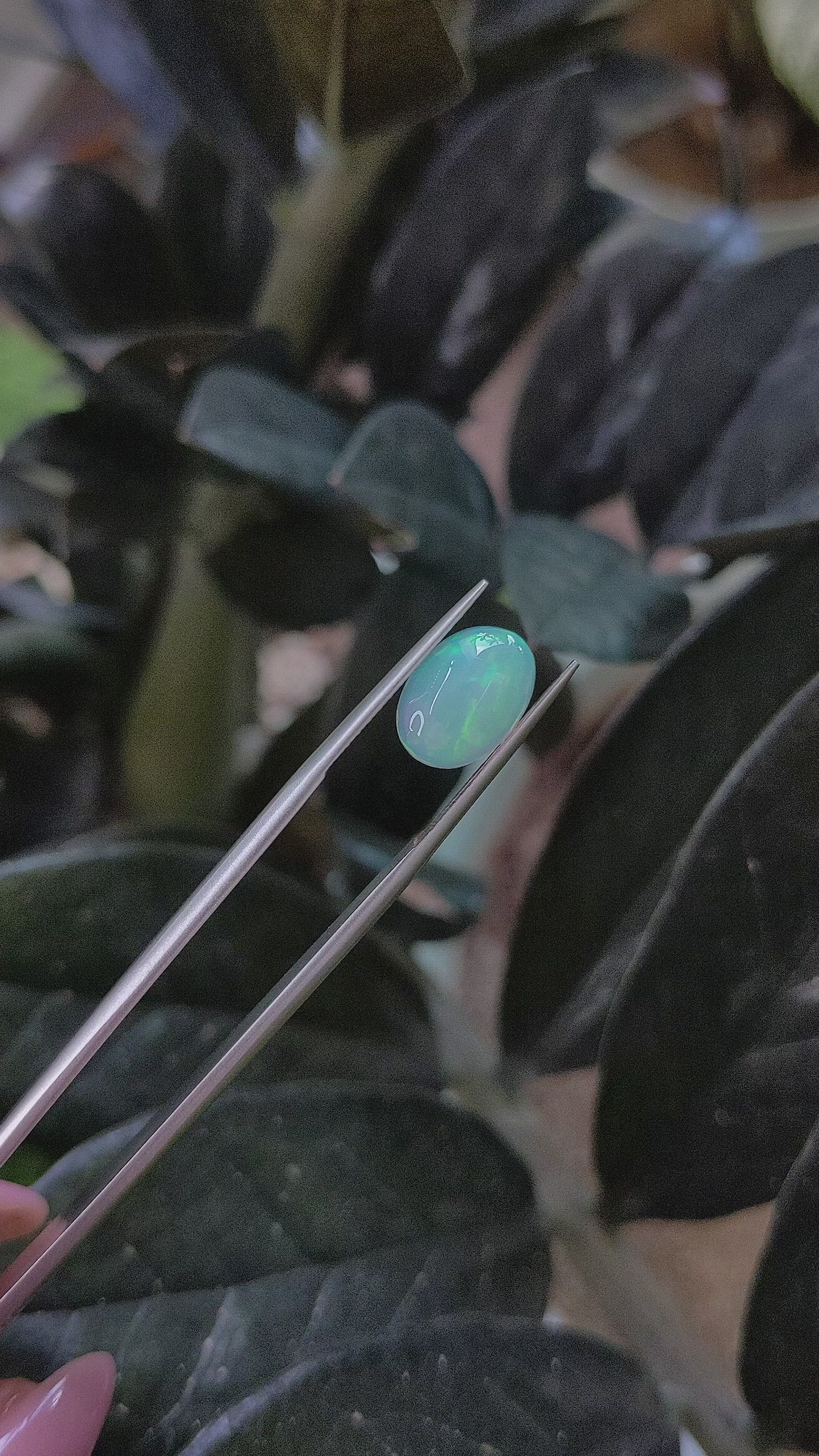 1.89 Ct. Multi Color Cabochon White Opal (Light Opal) from Ethiopia Size Video