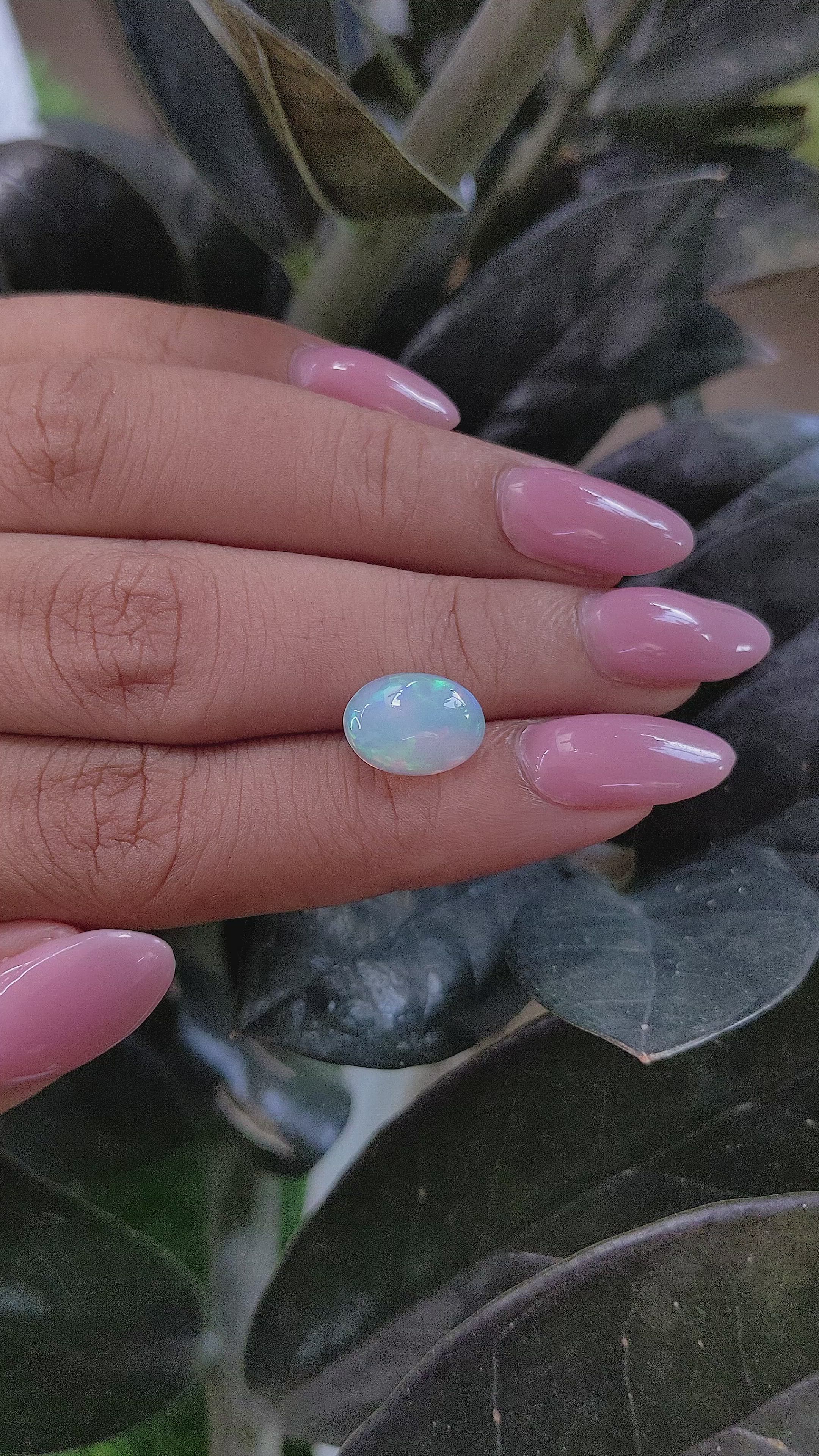 1.89 Ct. Multi Color Cabochon White Opal (Light Opal) from Ethiopia Size Video