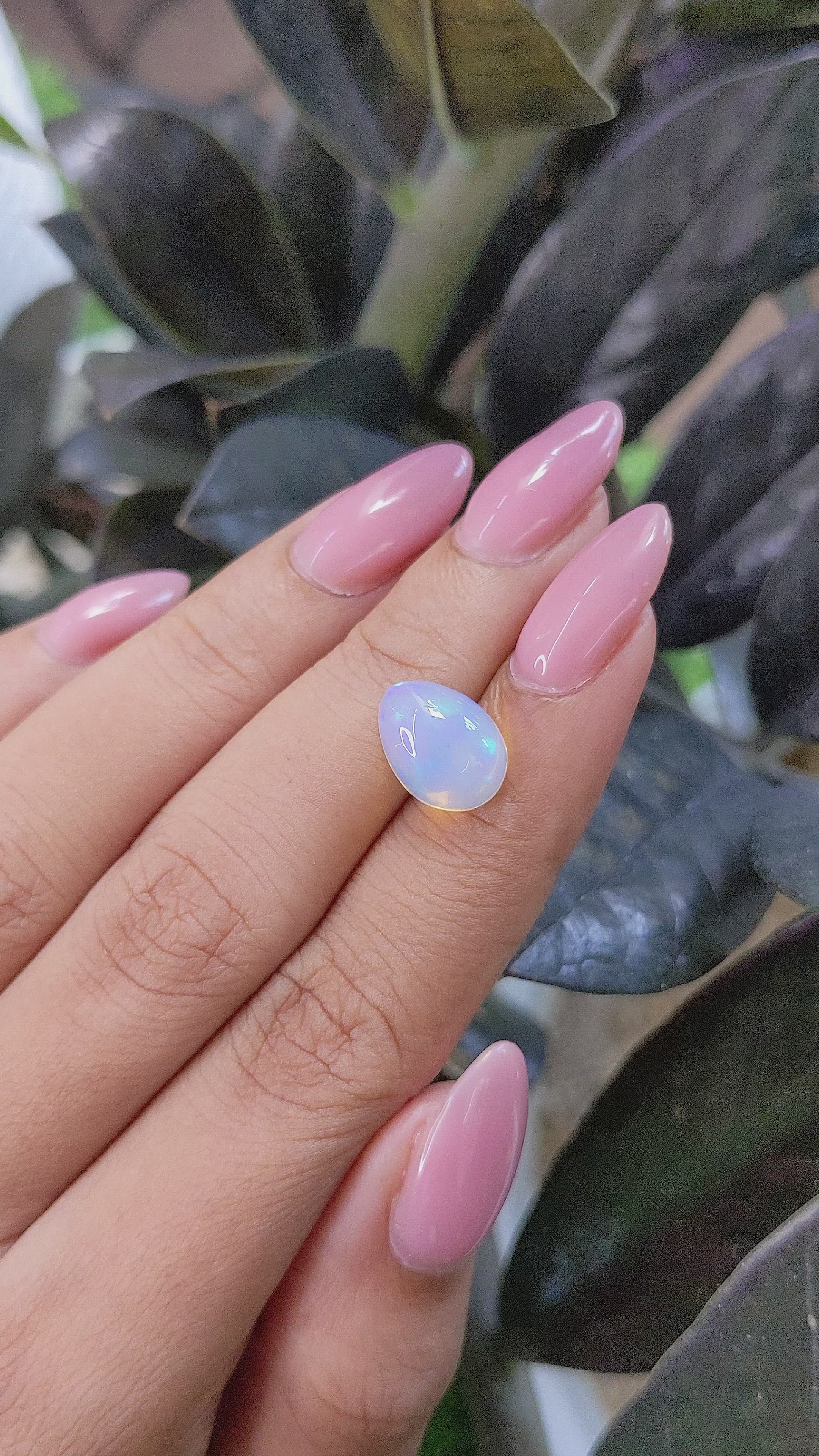 2.70 Ct. Multi Color Cabochon White Opal (Light Opal) from Ethiopia Size Video