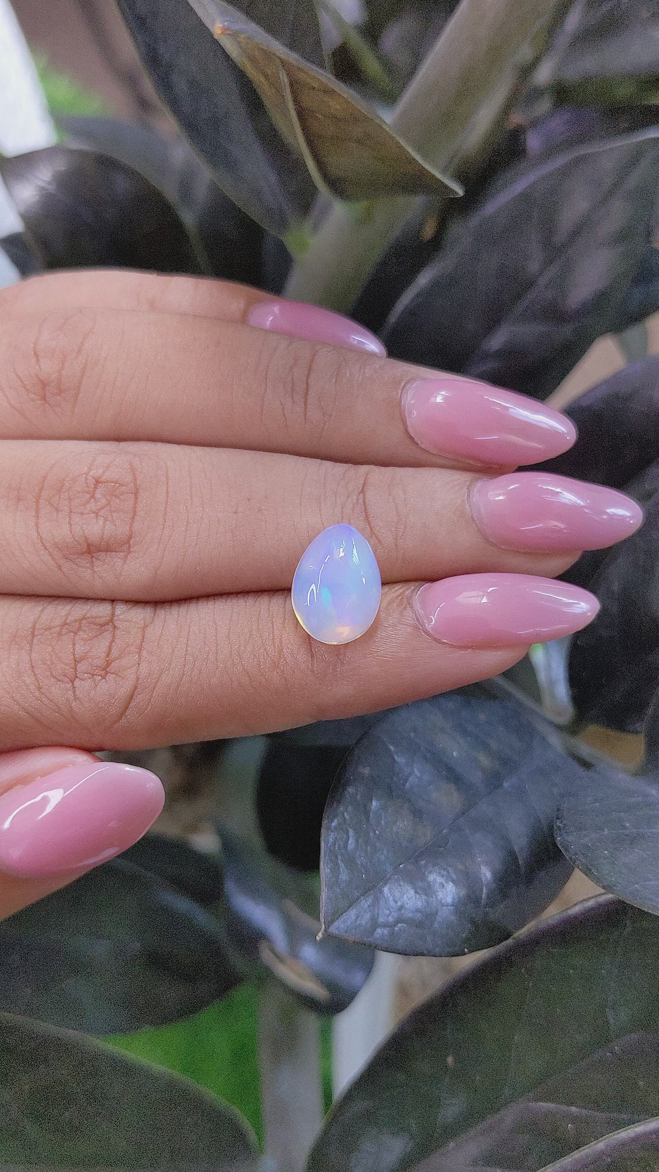 2.70 Ct. Multi Color Cabochon White Opal (Light Opal) from Ethiopia Size Video