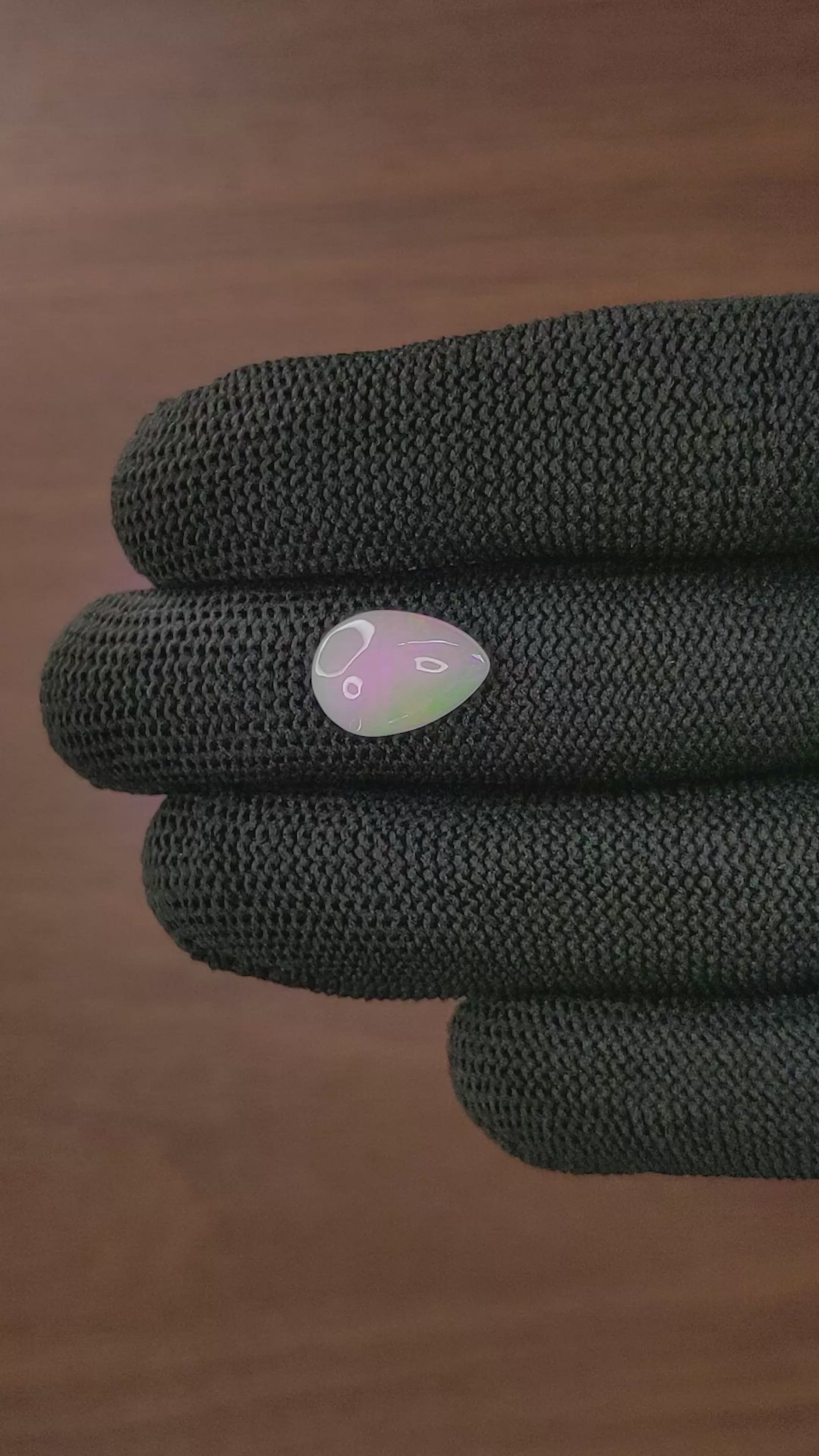 3.12 Ct. Multi Color Cabochon White Opal (Light Opal) from Ethiopia Size Video