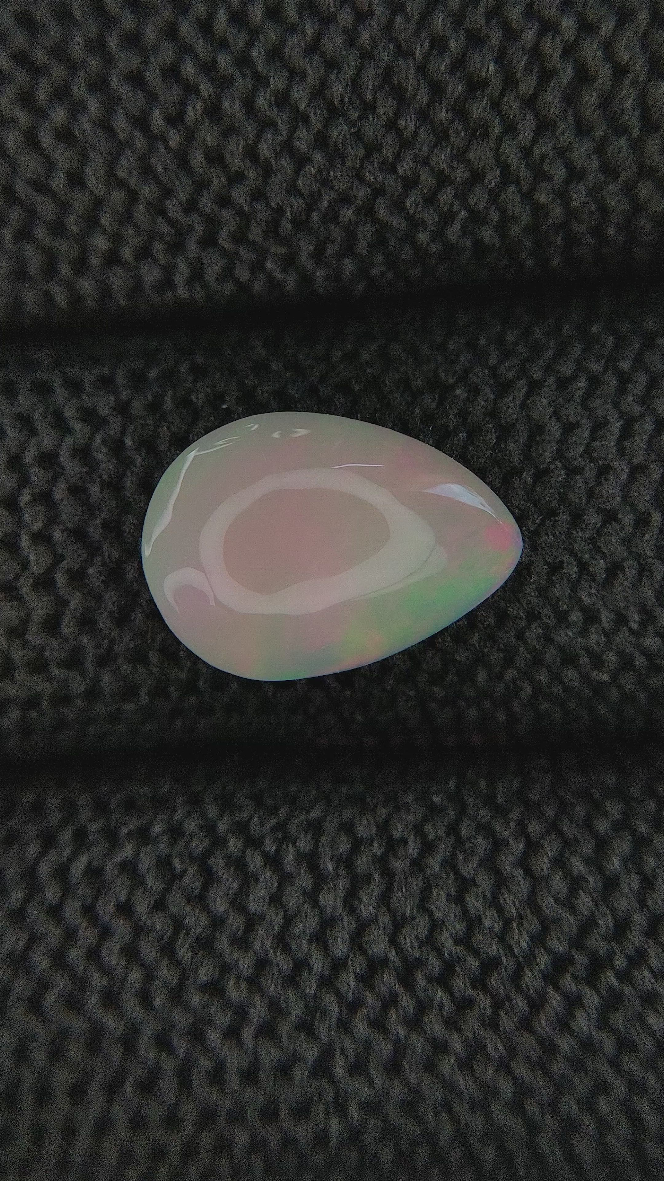 3.12 Ct. Multi Color Cabochon White Opal (Light Opal) from Ethiopia Size Video