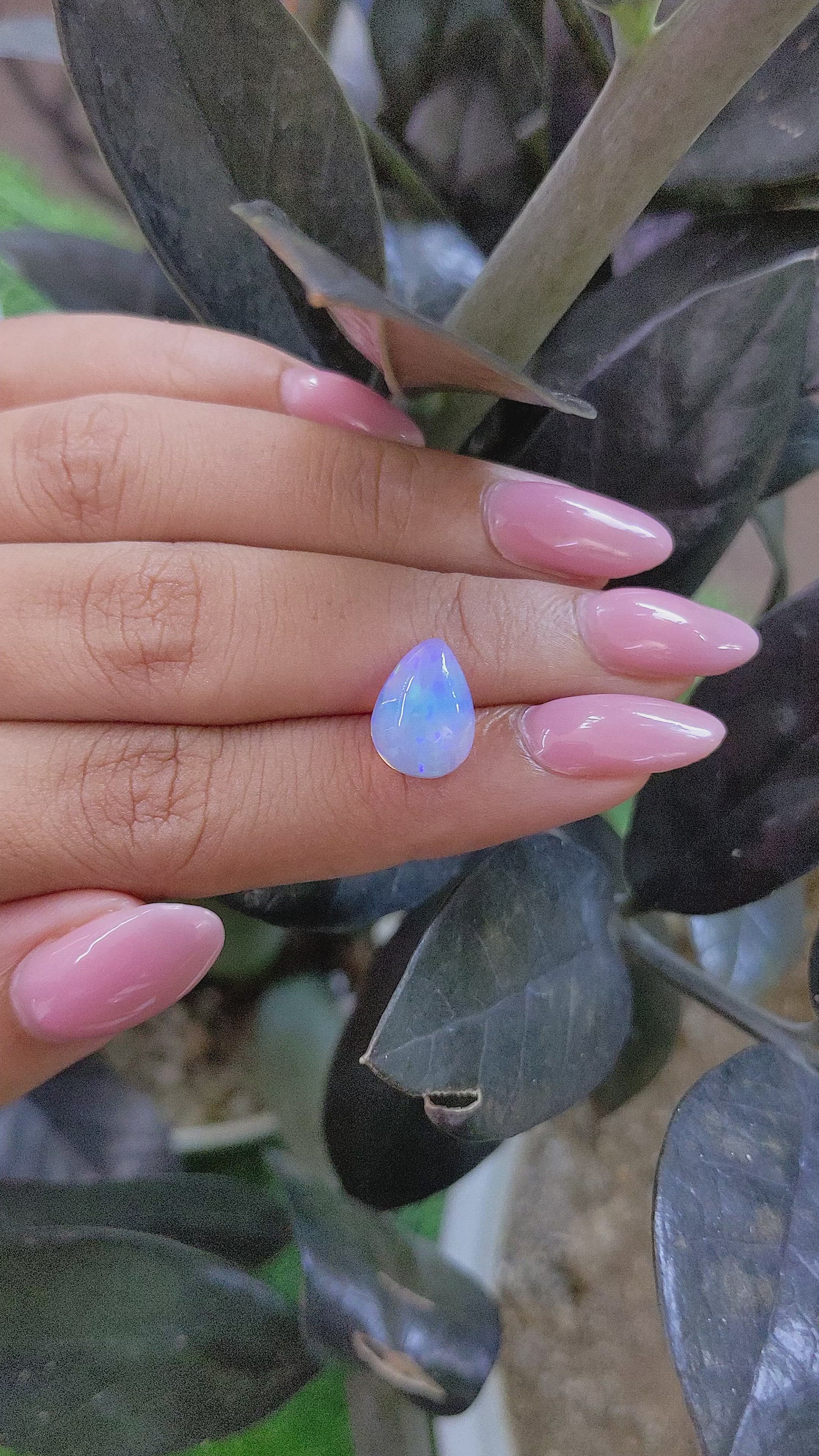 2.27 Ct. Multi Color Cabochon White Opal (Light Opal) from Ethiopia Size Video