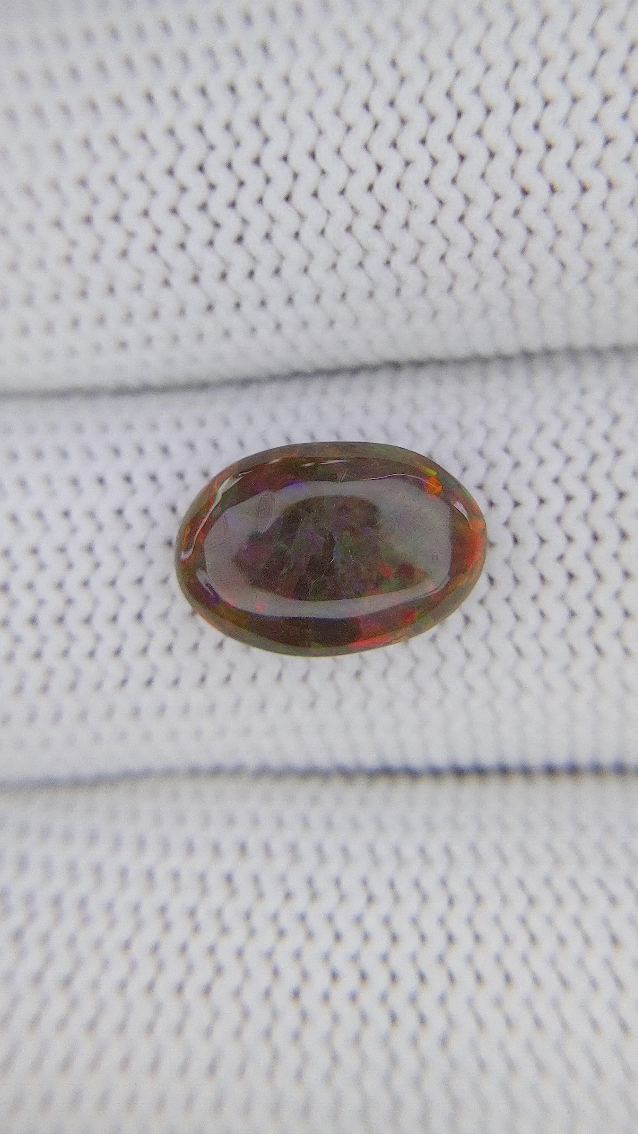 1.67 Ct. Multi Color Cabochon Black Opal (Dark Opal) from Ethiopia Size Video