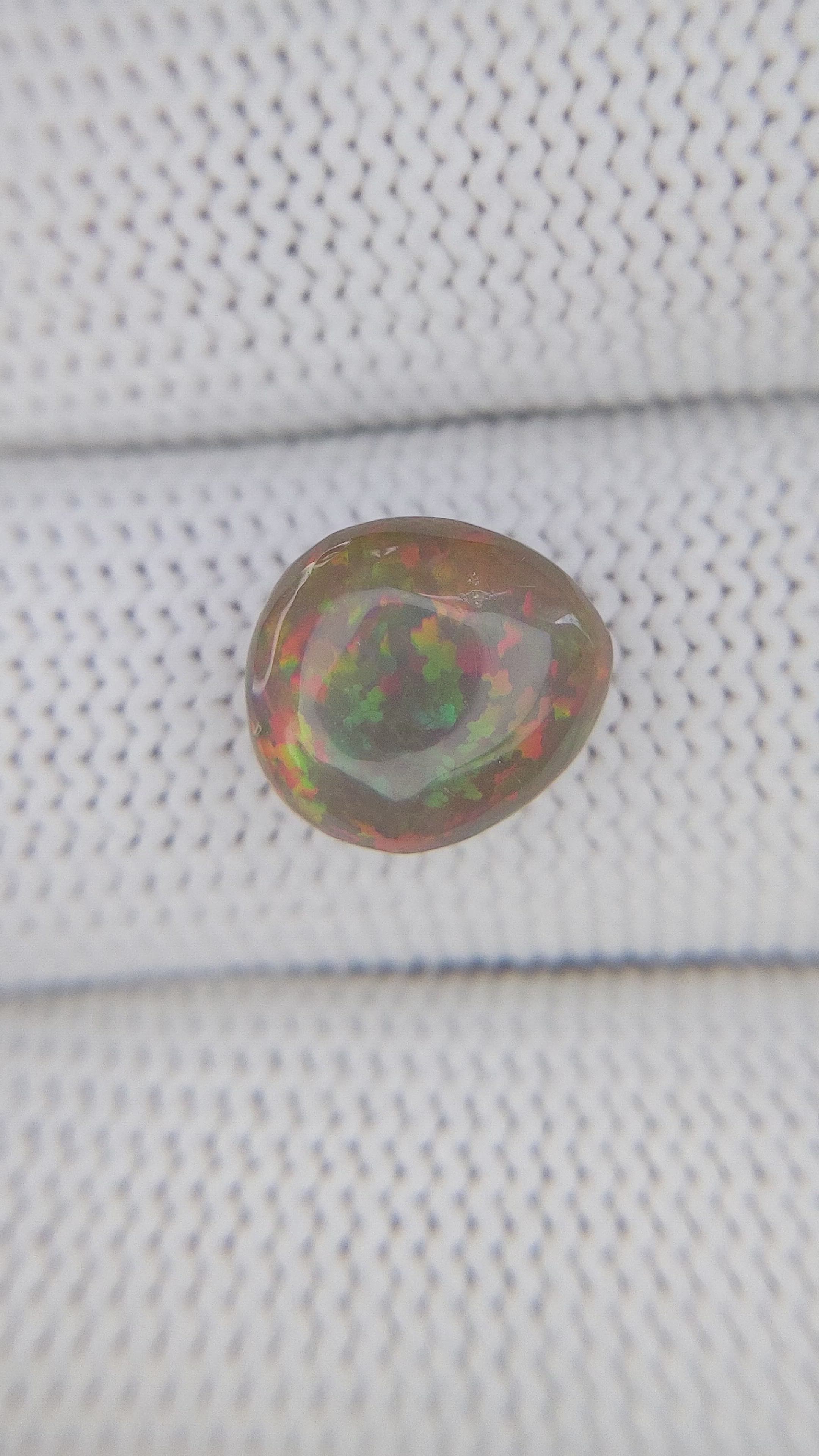 2.77 Ct. Multi Color Cabochon White Opal (Light Opal) from Ethiopia Size Video