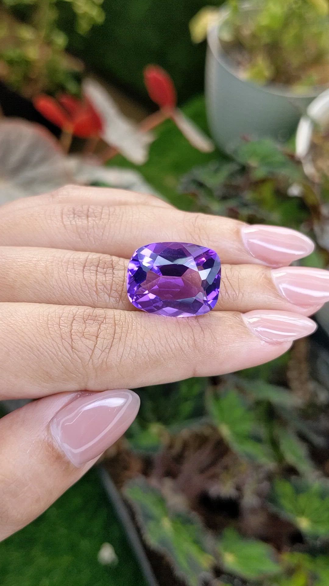 17.84 Ct. Purple Amethyst from Brazil Size Video