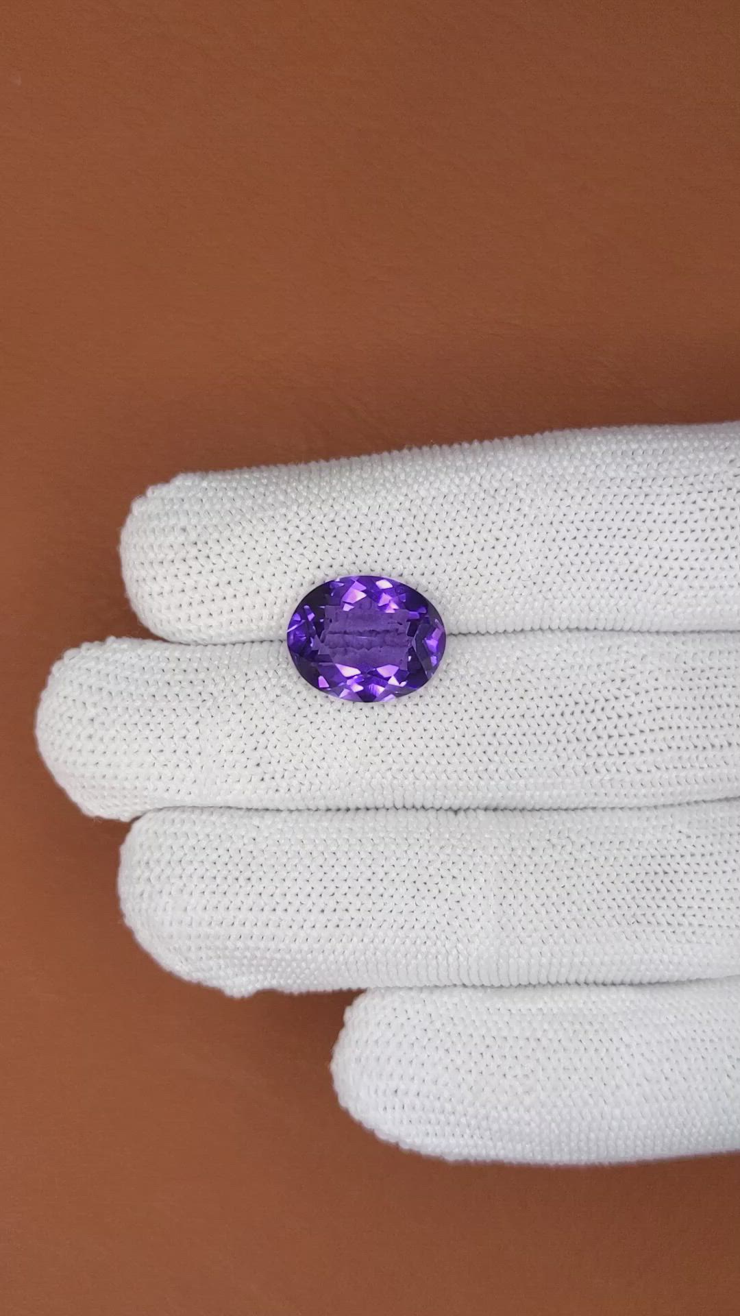 6.31 Ct. Purple Amethyst from Brazil Size Video