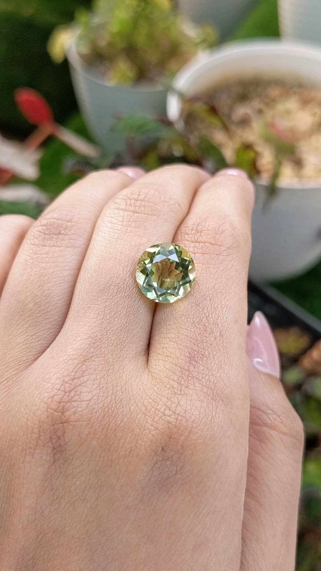 5.67 Ct. Yellowish Green Prasiolite from Brazil Size Video