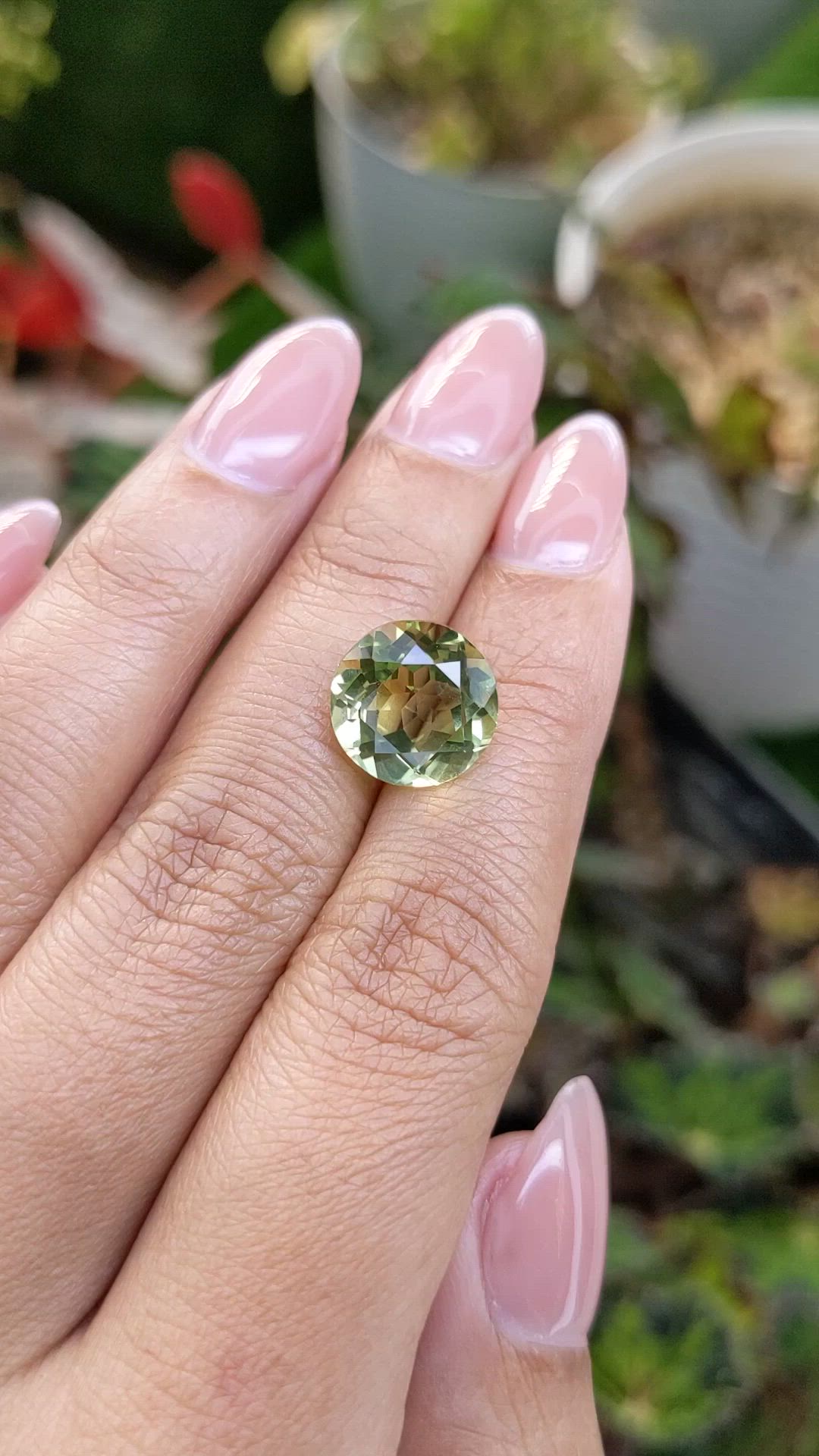 5.67 Ct. Yellowish Green Prasiolite from Brazil Size Video
