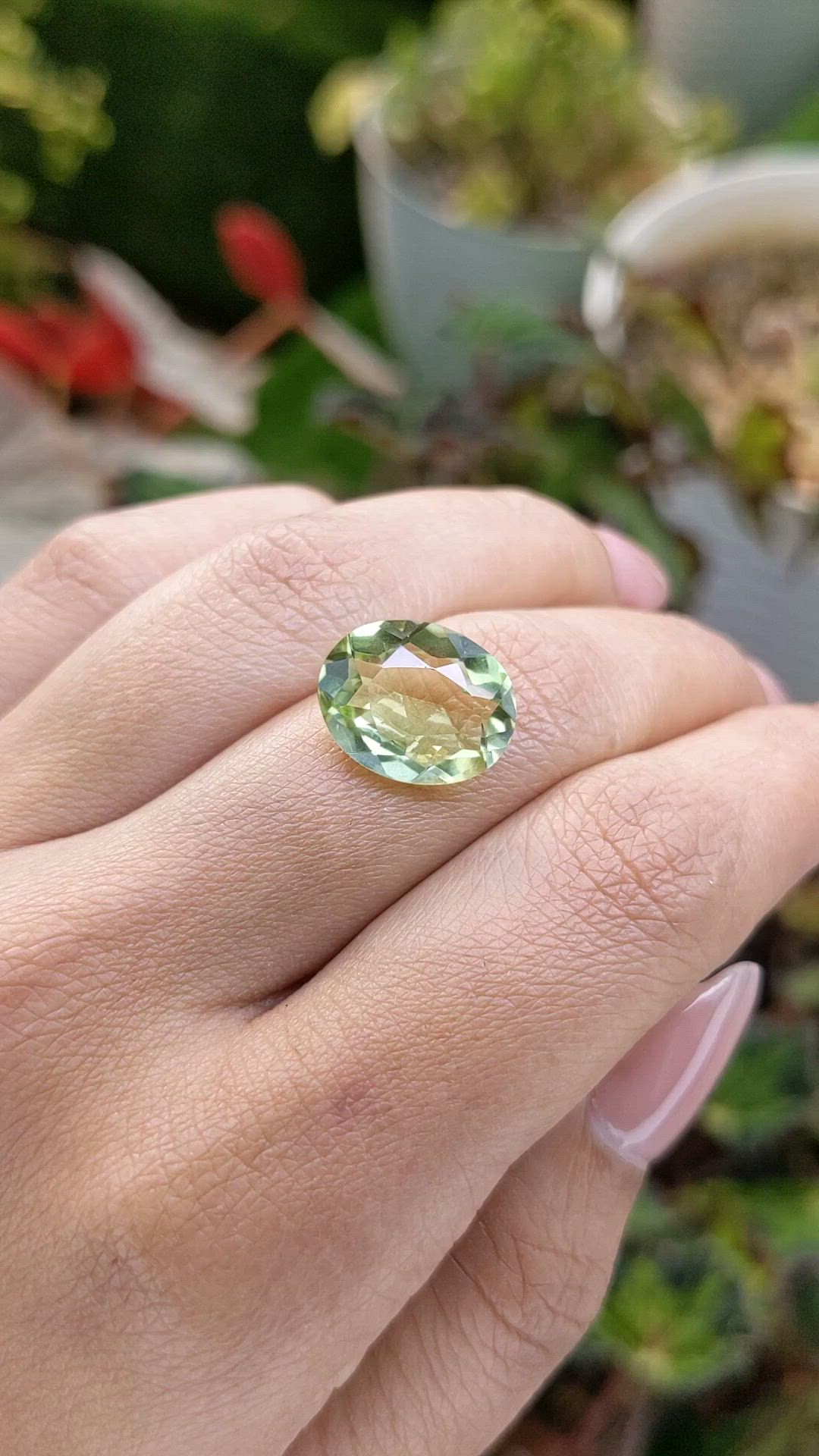 6.00 Ct. Yellowish Green Prasiolite from Brazil Size Video