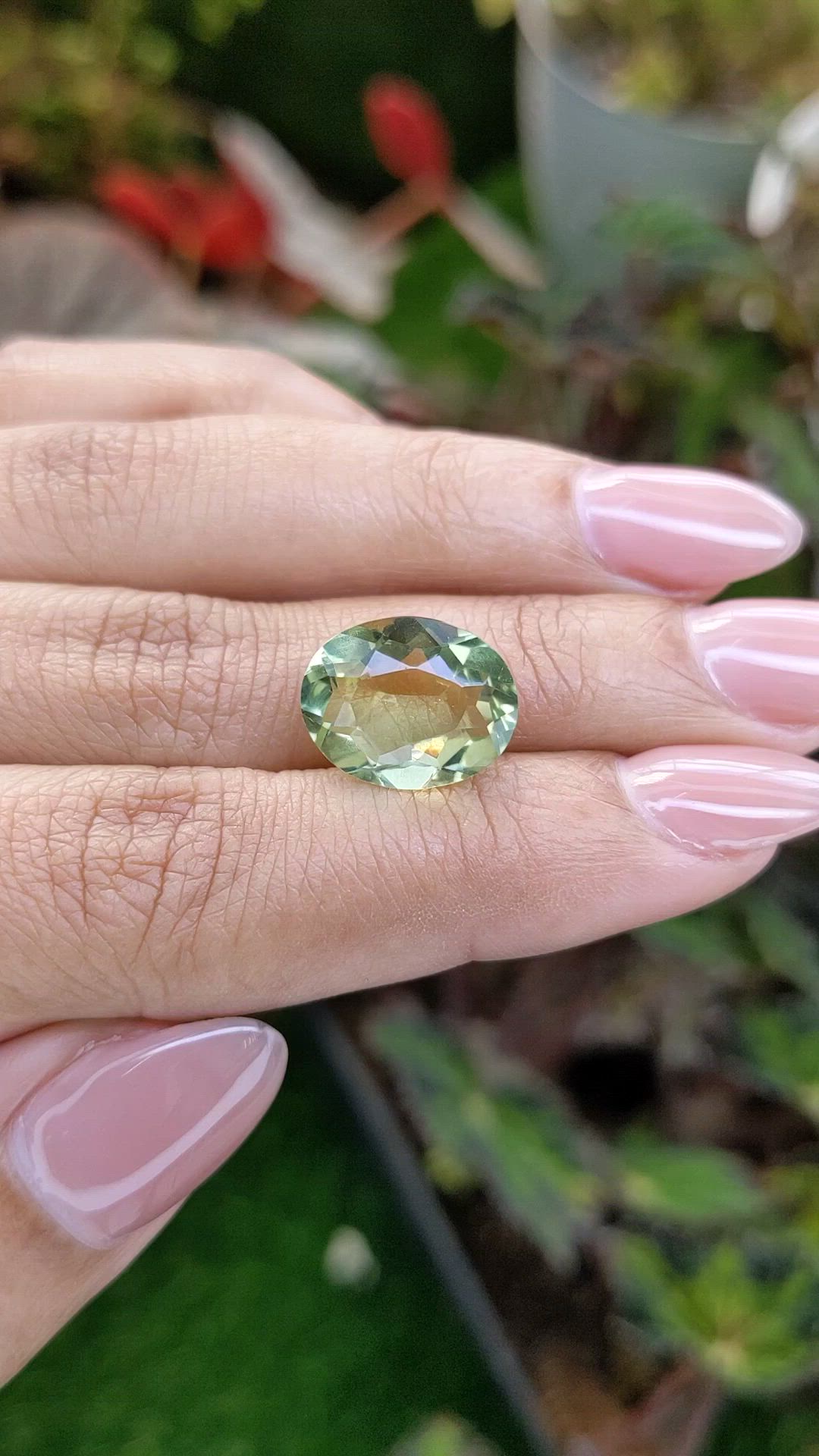 6.00 Ct. Yellowish Green Prasiolite from Brazil Size Video