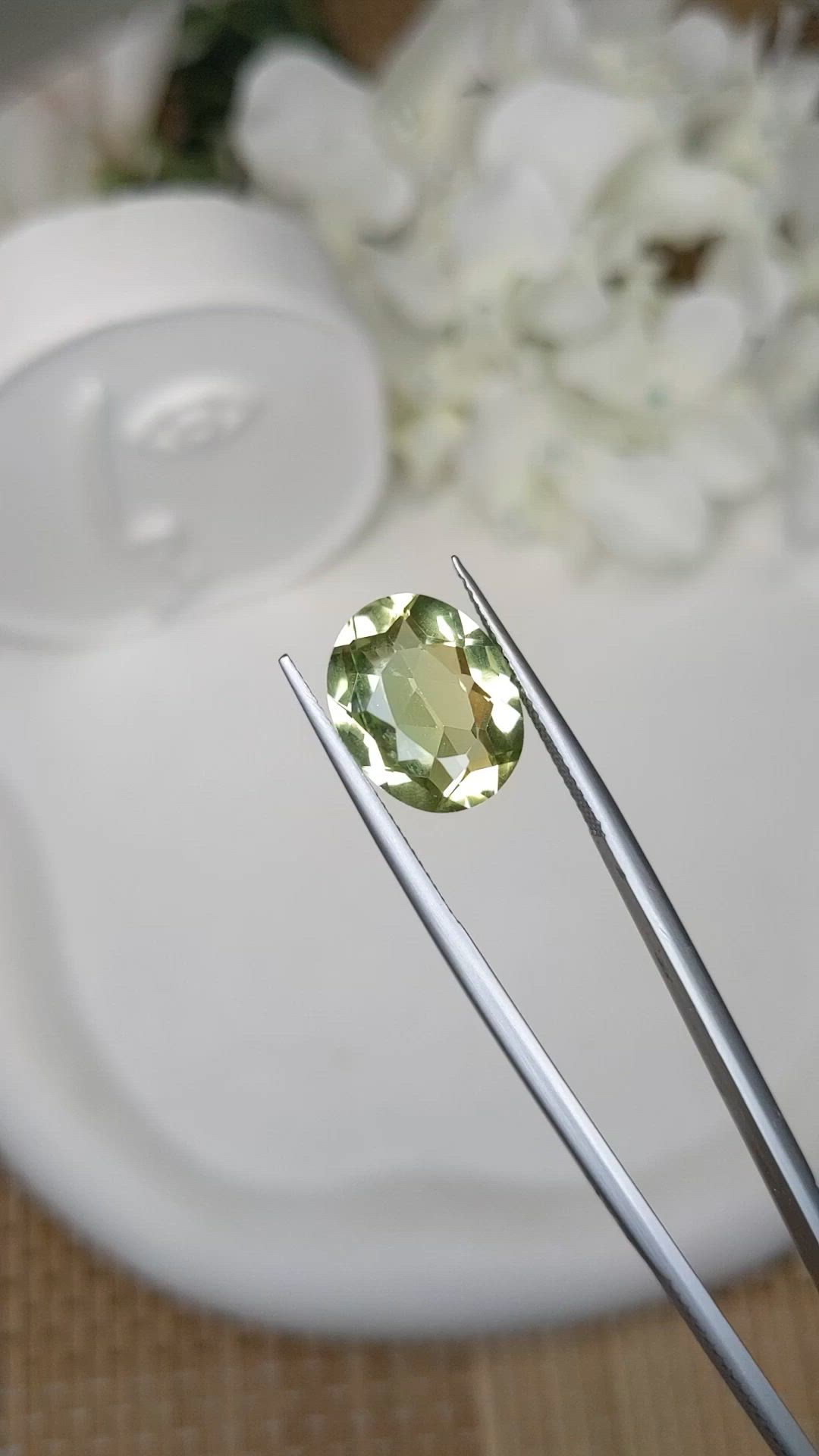 6.00 Ct. Yellowish Green Prasiolite from Brazil Size Video
