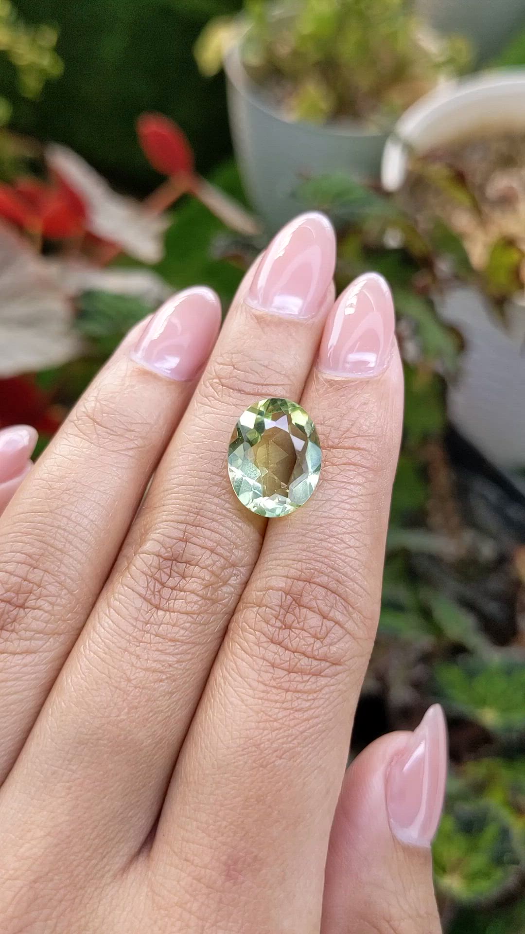 6.00 Ct. Yellowish Green Prasiolite from Brazil Size Video