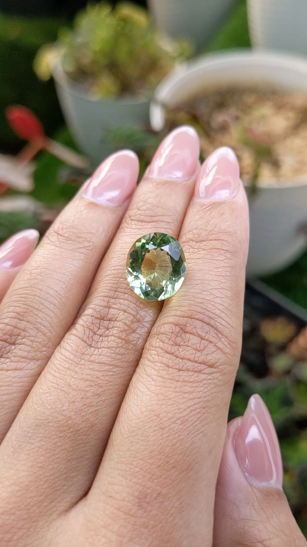 5.77 Ct. Yellowish Green Prasiolite from Brazil Size Video