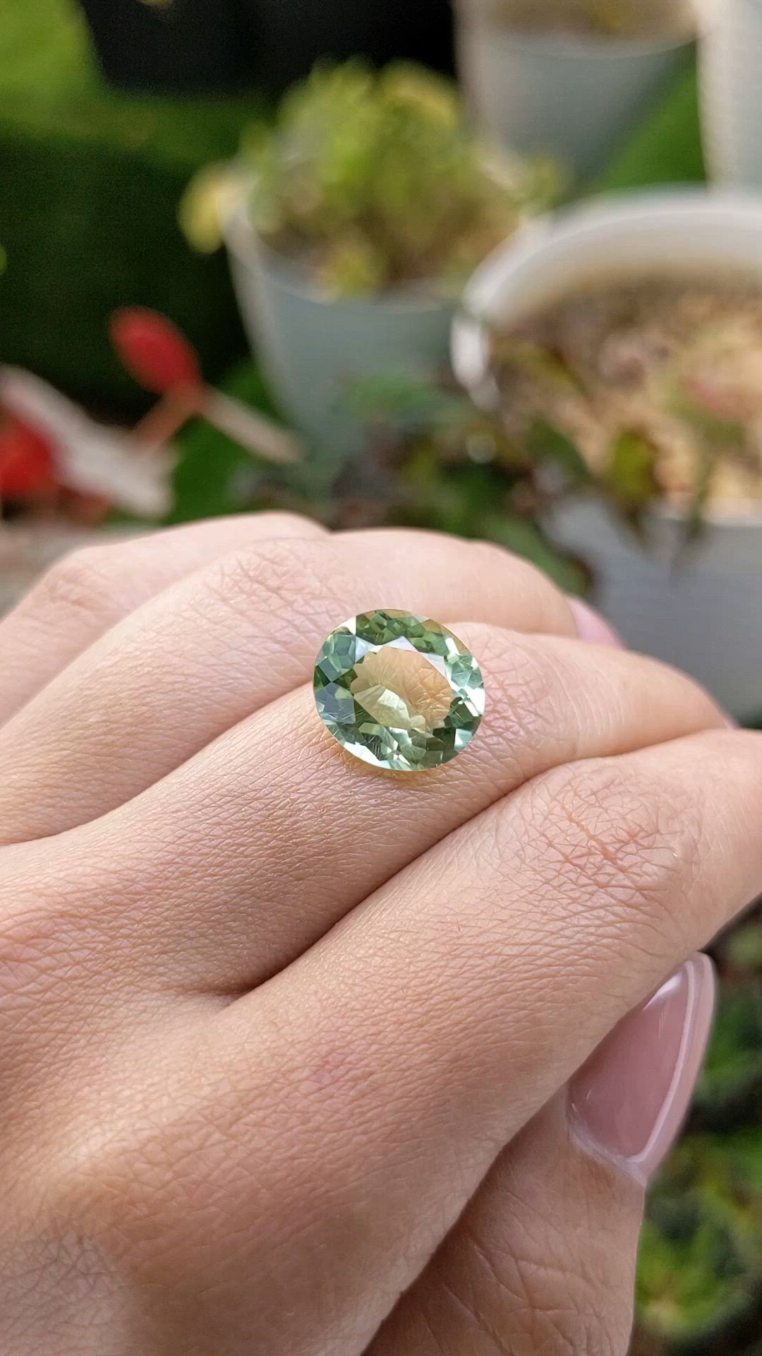 5.77 Ct. Yellowish Green Prasiolite from Brazil Size Video