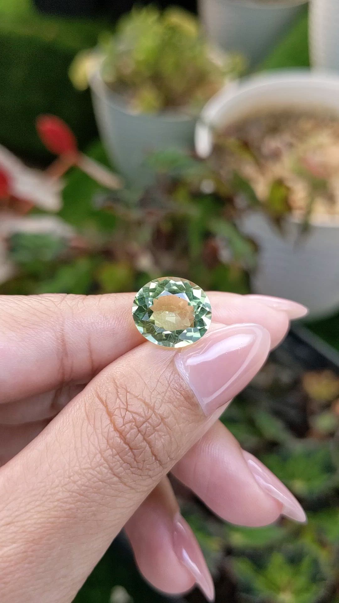 5.77 Ct. Yellowish Green Prasiolite from Brazil Size Video
