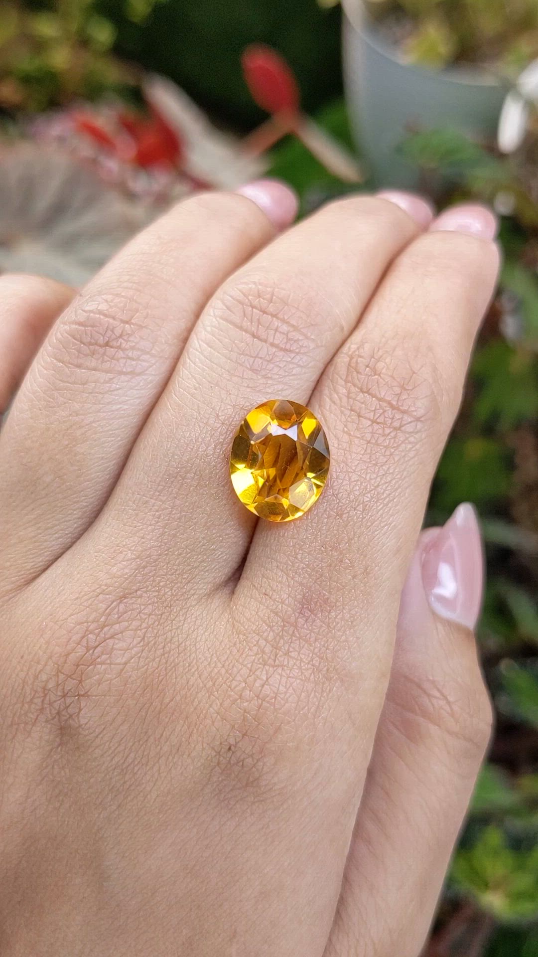 5.14 Ct. Orangish Yellow Citrine from Brazil Size Video
