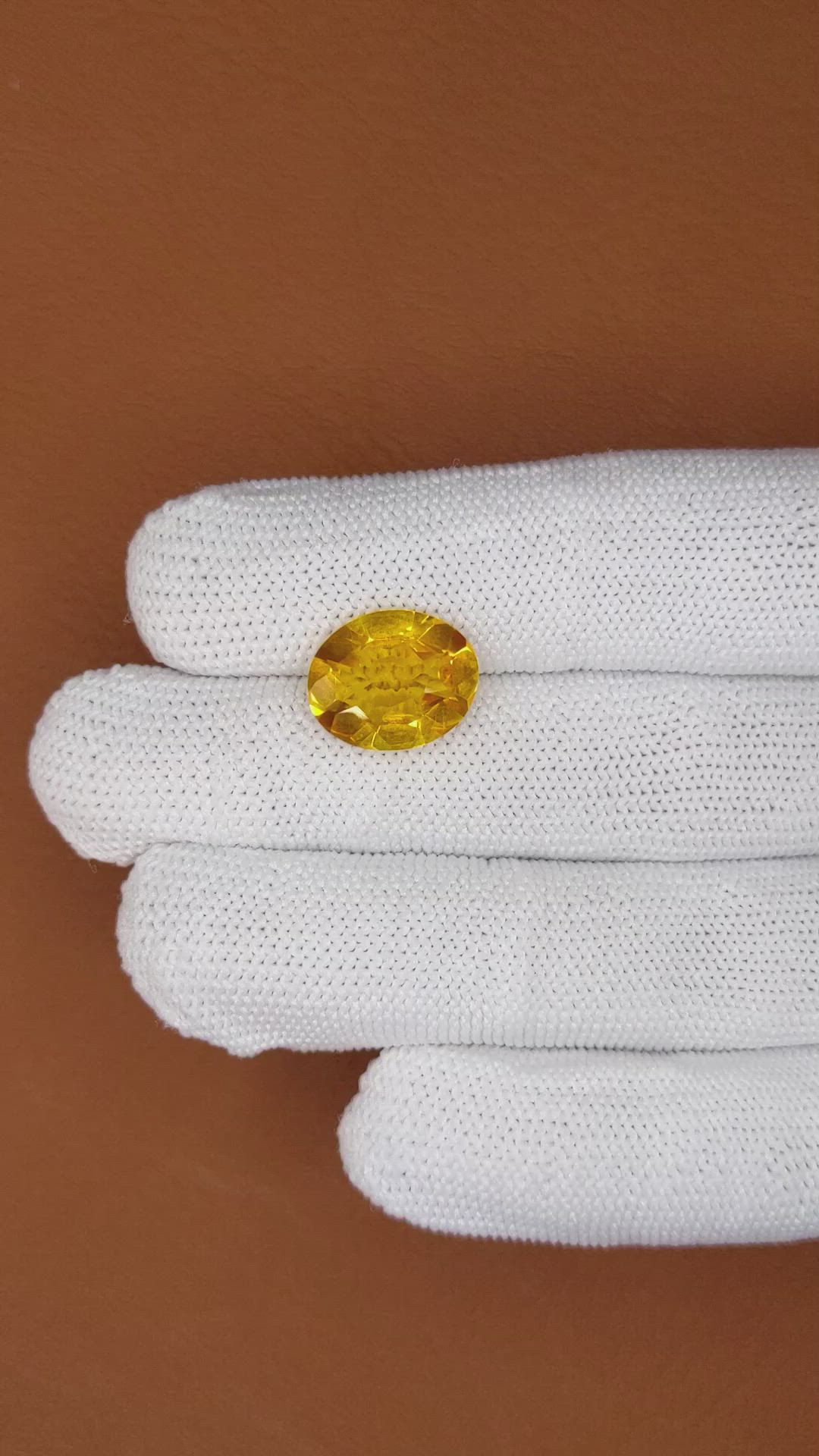 5.14 Ct. Orangish Yellow Citrine from Brazil Size Video
