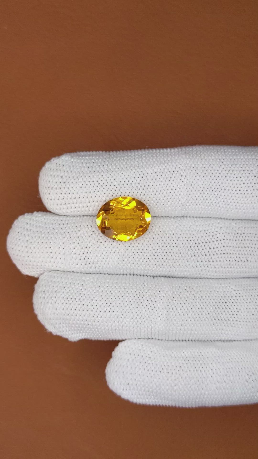 5.10 Ct. Orangish Yellow Citrine from Brazil Size Video