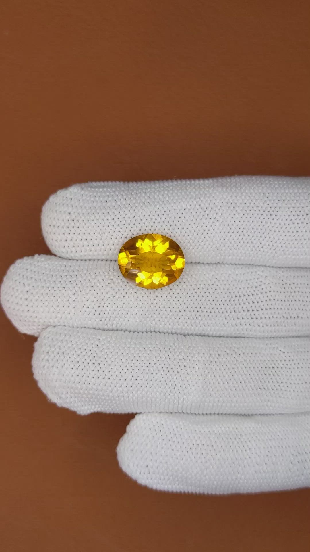 5.51 Ct. Orangish Yellow Citrine from Brazil Size Video
