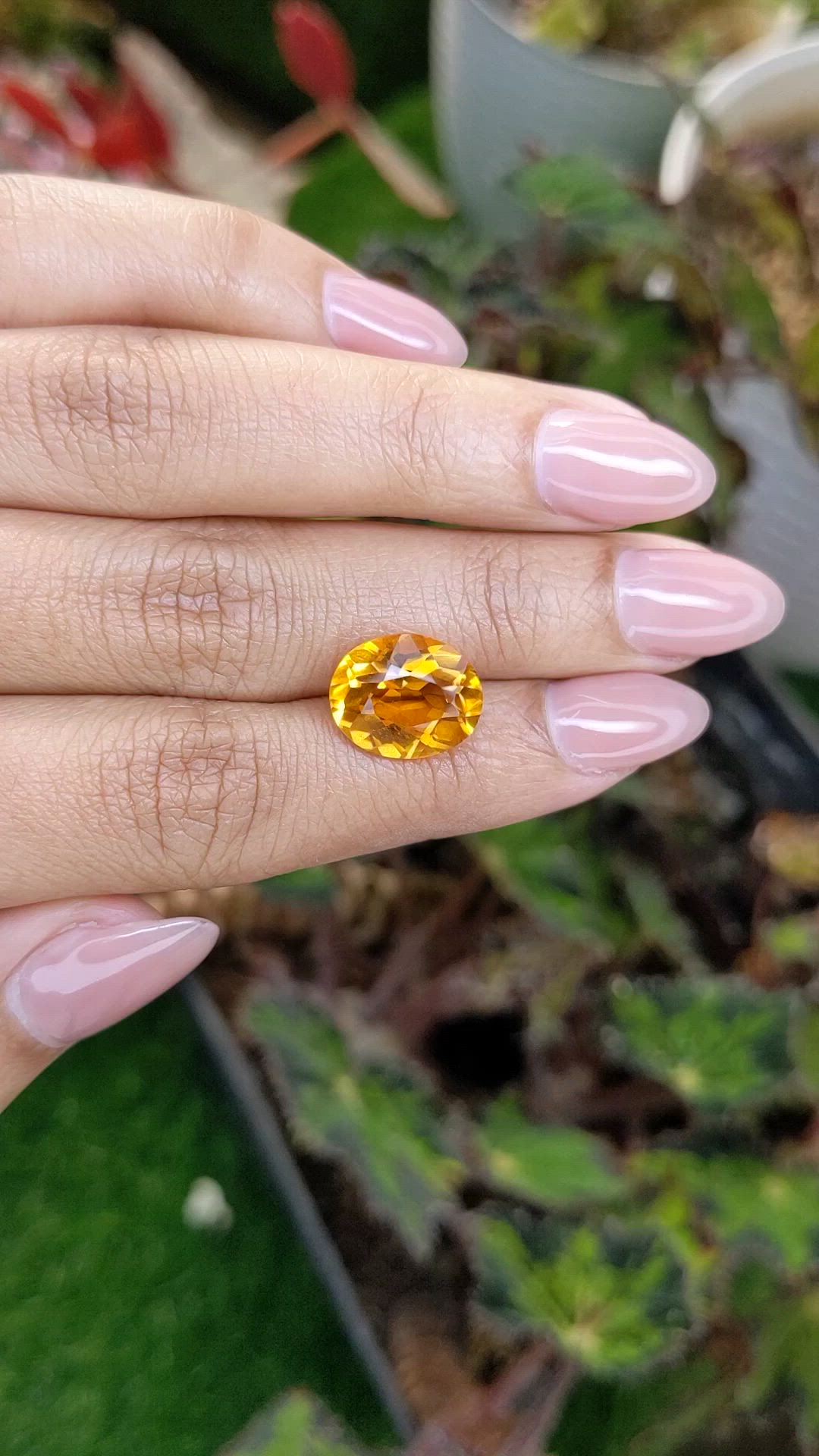 5.51 Ct. Orangish Yellow Citrine from Brazil Size Video
