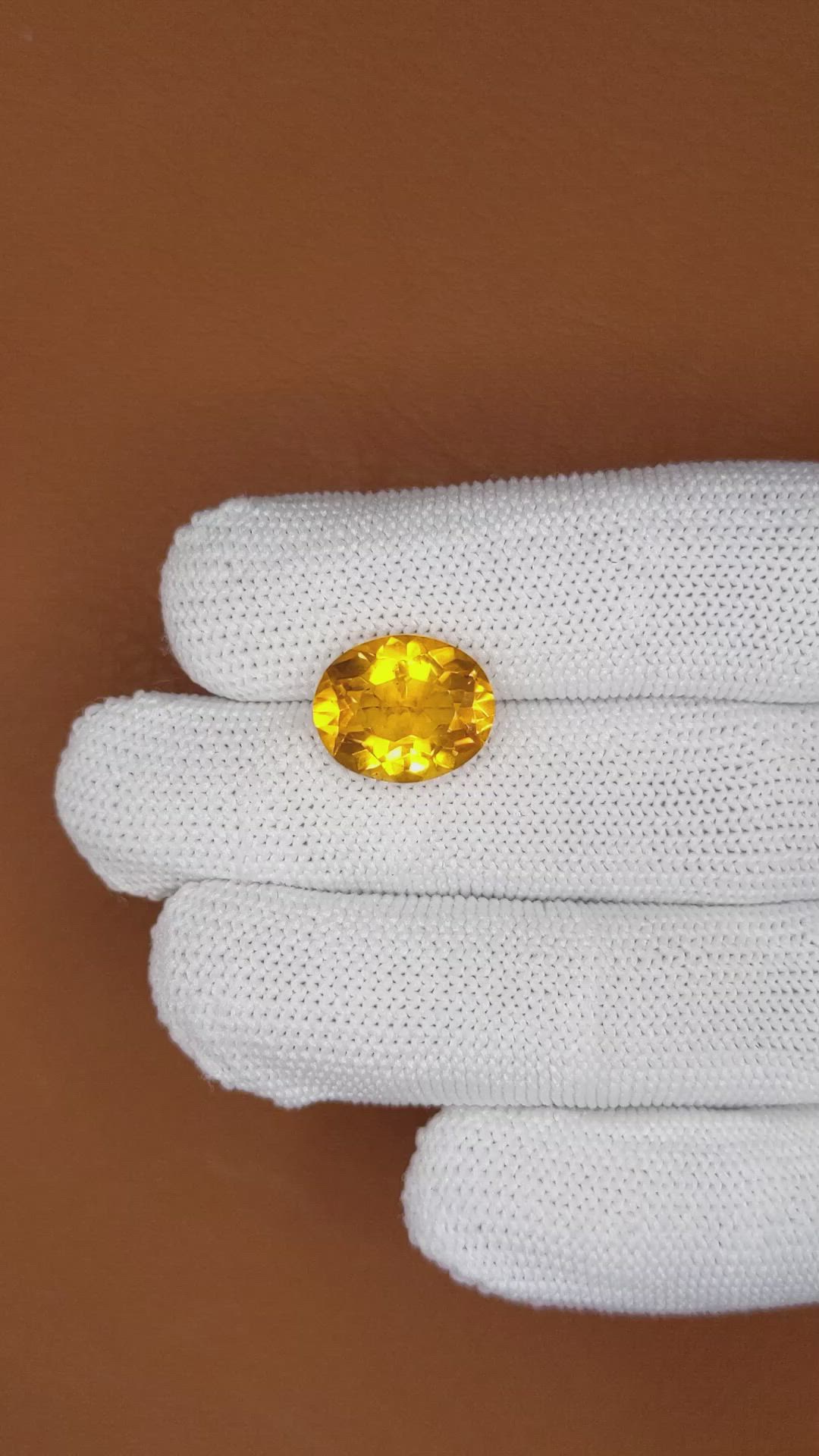 6.03 Ct. Orangish Yellow Citrine from Brazil Size Video