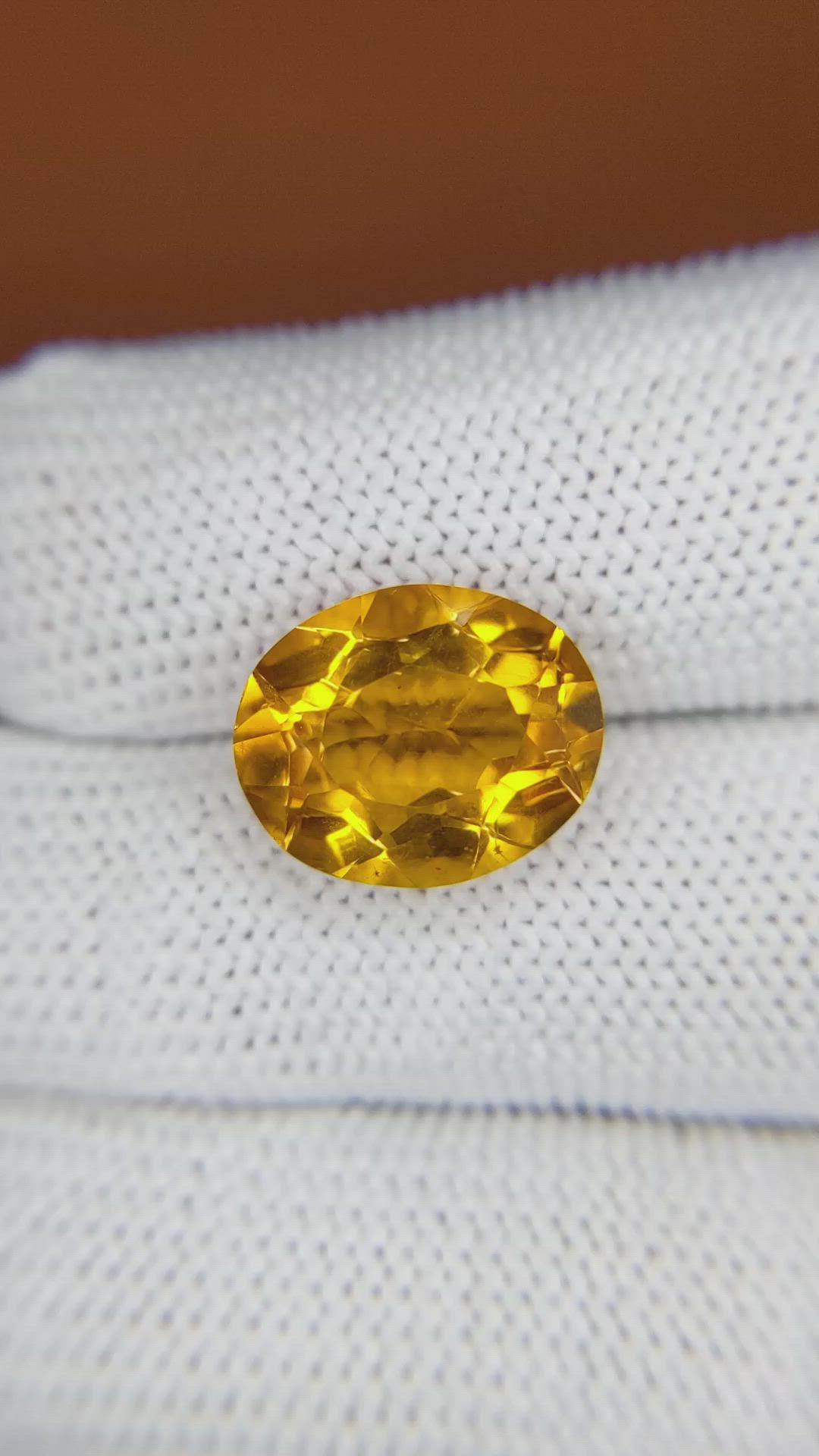 6.03 Ct. Orangish Yellow Citrine from Brazil Size Video