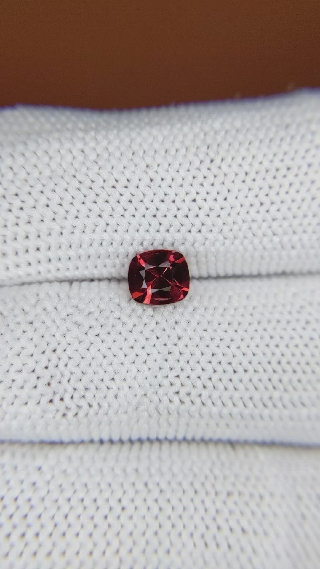 0.82 Ct. Orangish Red Garnet from Ceylon (Sri Lanka) Size Video