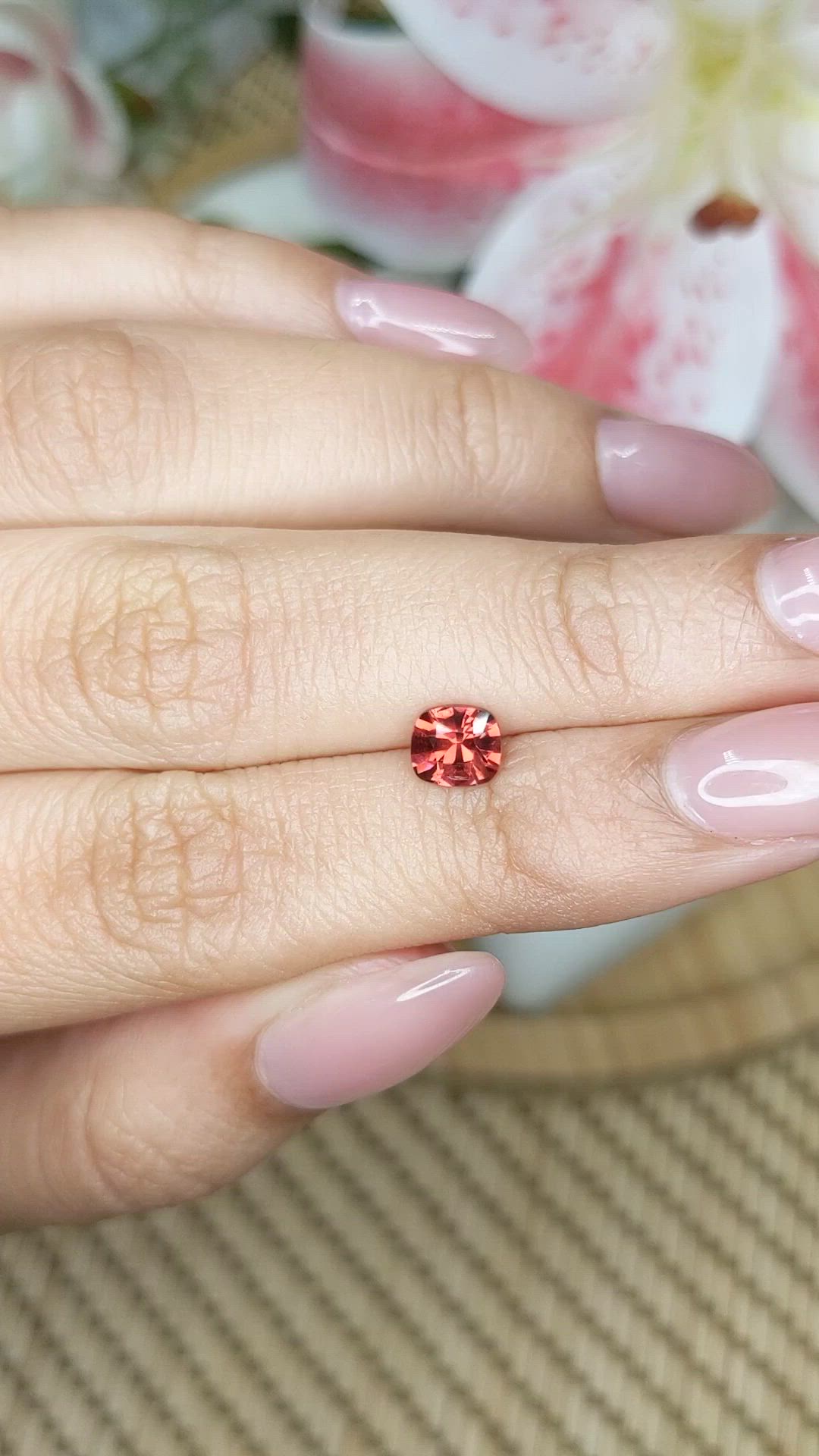 0.82 Ct. Orangish Red Garnet from Ceylon (Sri Lanka) Size Video