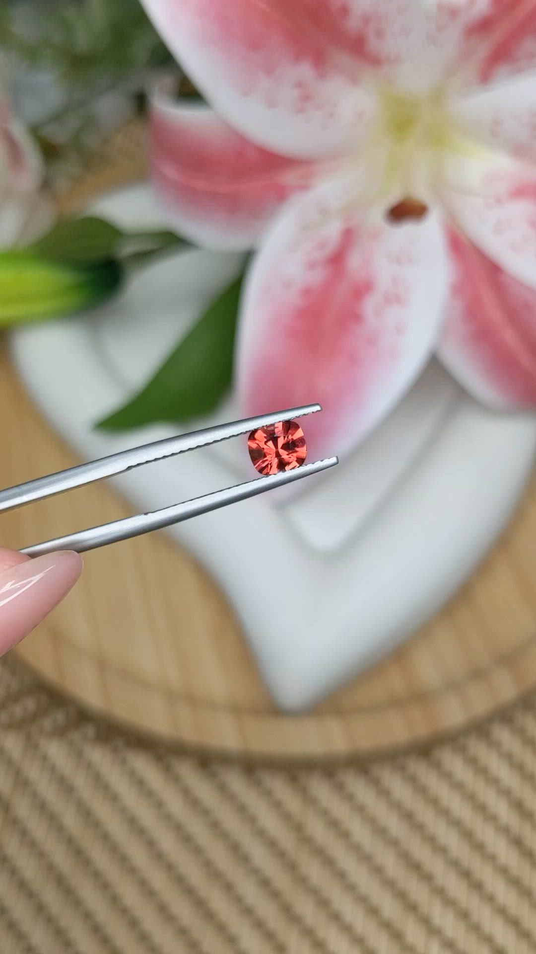 0.82 Ct. Orangish Red Garnet from Ceylon (Sri Lanka) Size Video