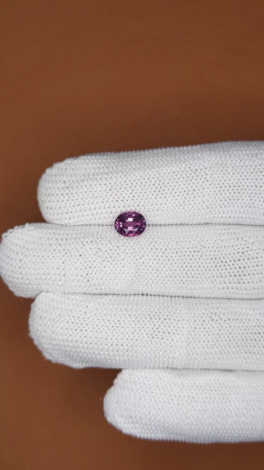 0.80 Ct. Pinkish Purple Spinel from Ceylon (Sri Lanka) Size Video
