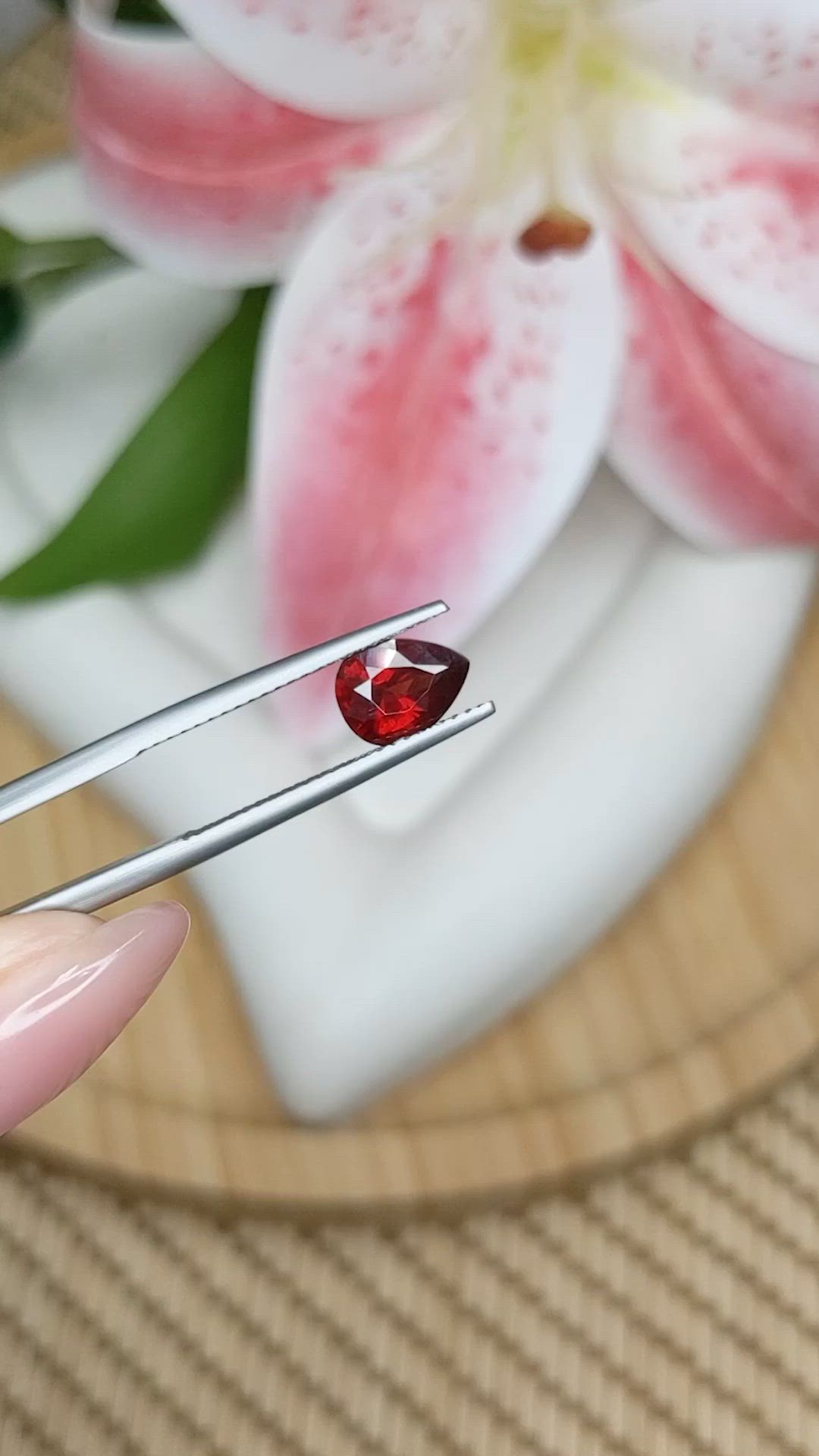 1.43 Ct. Red Garnet from Ceylon (Sri Lanka) Size Video