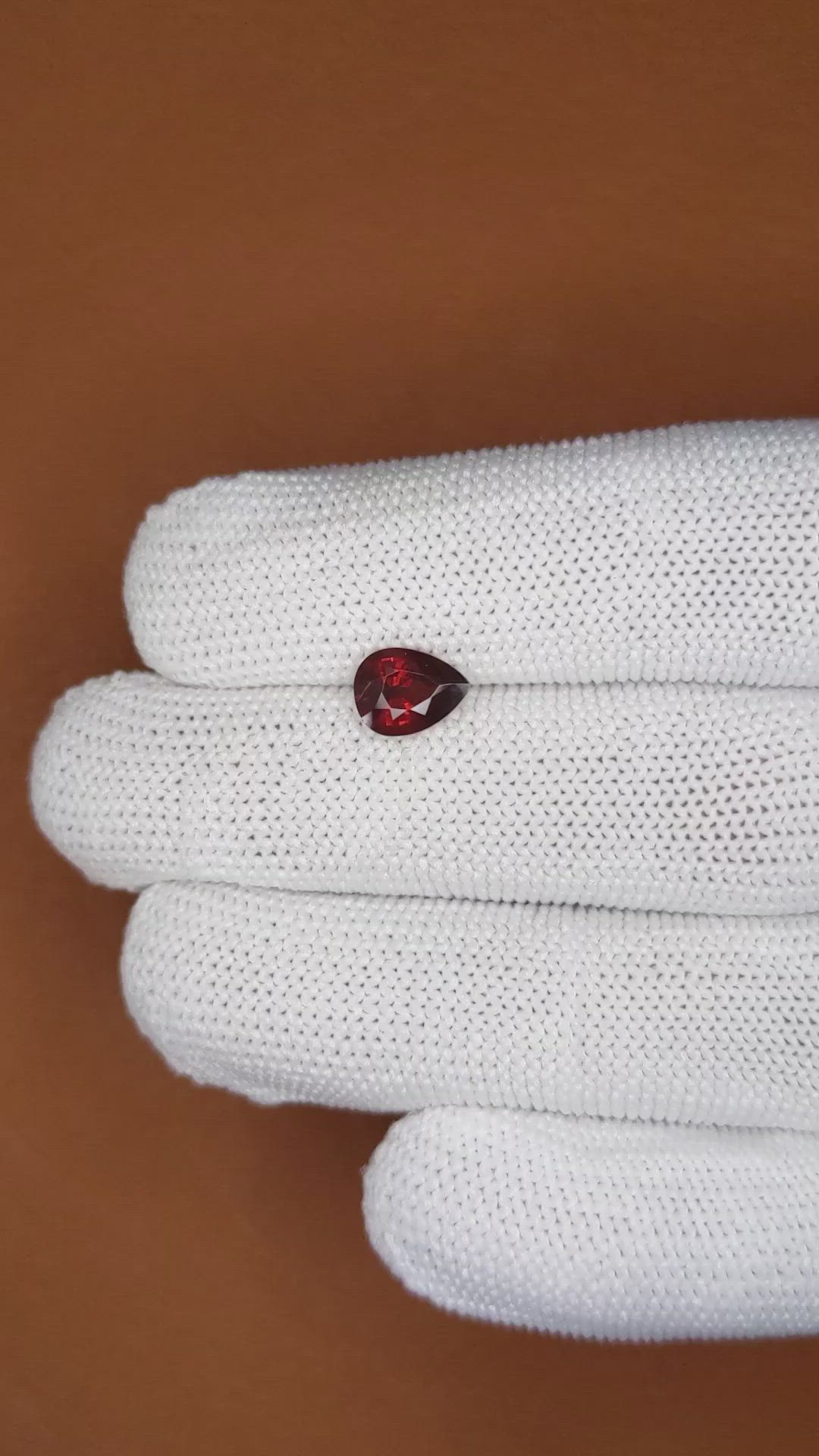1.43 Ct. Red Garnet from Ceylon (Sri Lanka) Size Video