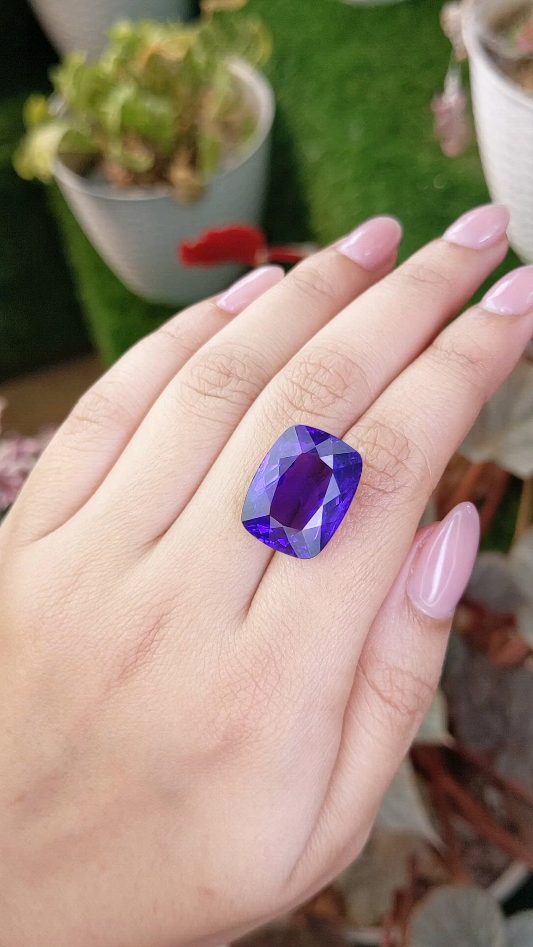 19.60 Ct. Purple Amethyst from Brazil Size Video