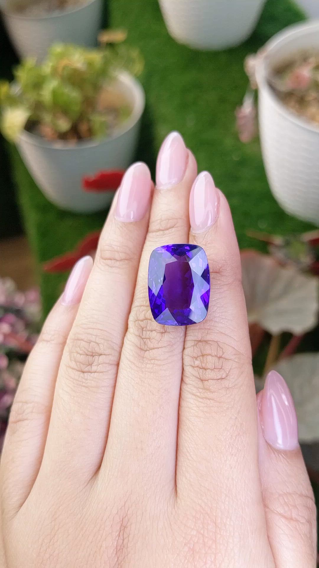 19.60 Ct. Purple Amethyst from Brazil Size Video